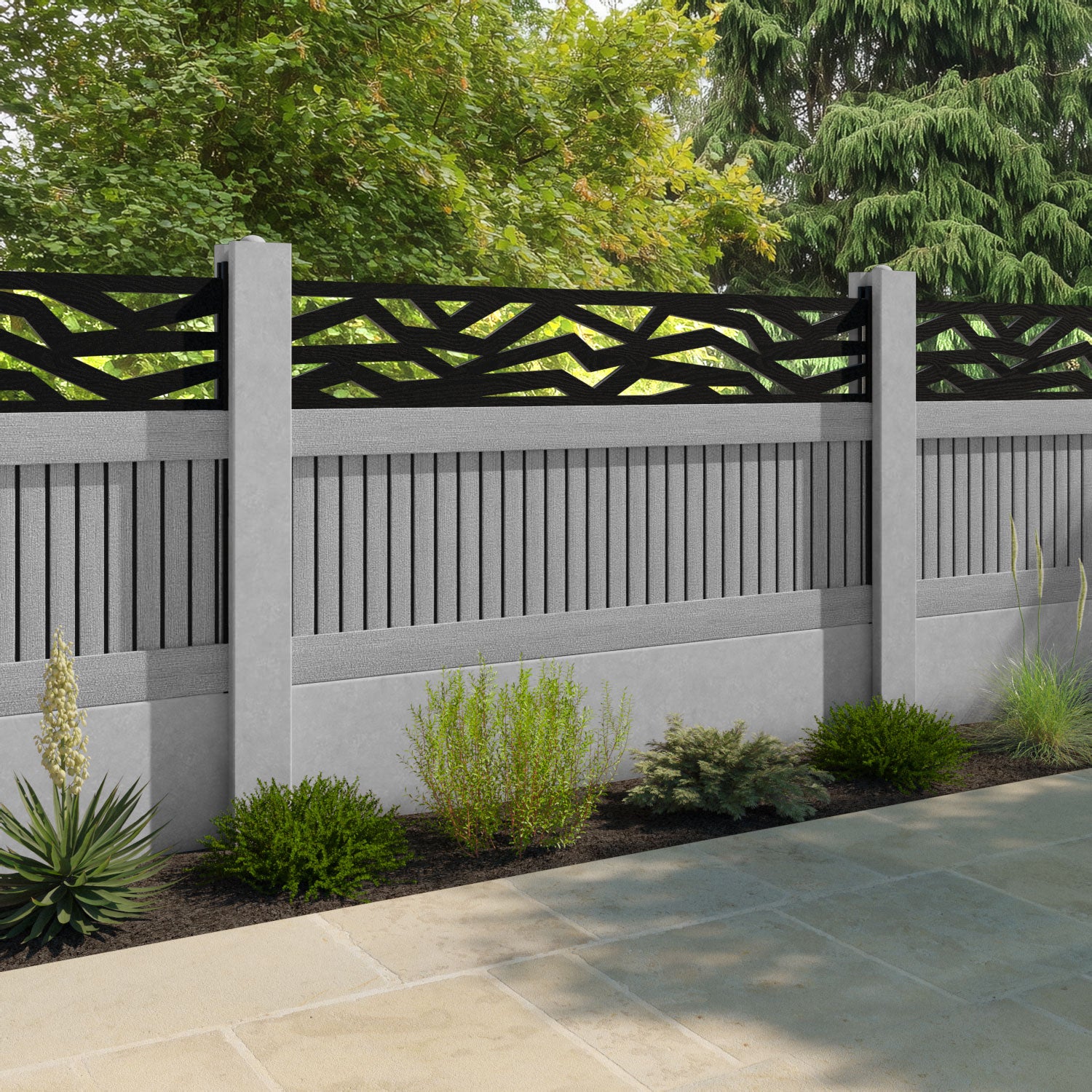 Virtis Zenith Fence Panel - Light Grey - for existing concrete posts