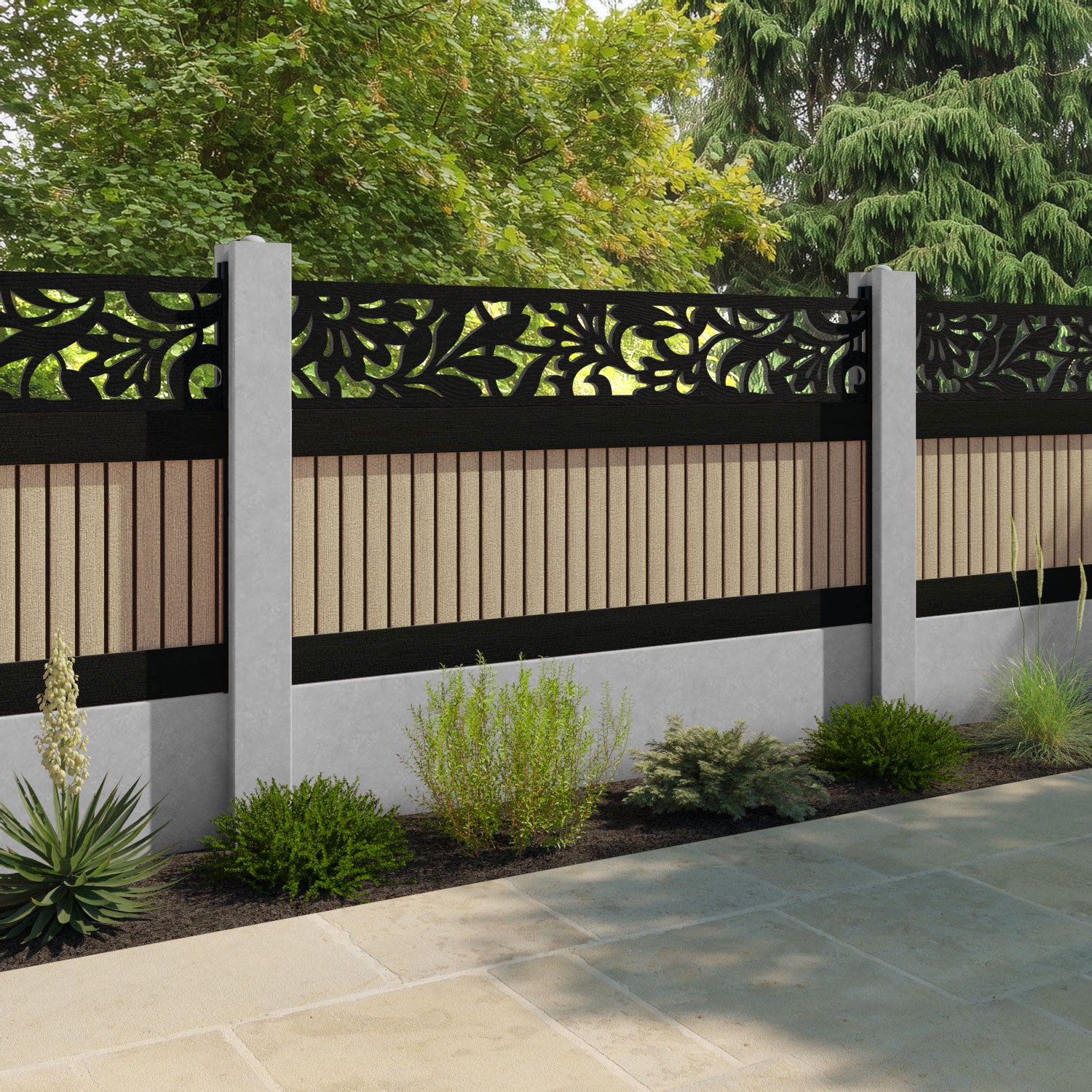 Virtis Heritage Fence Panel - Light Oak - for existing concrete posts