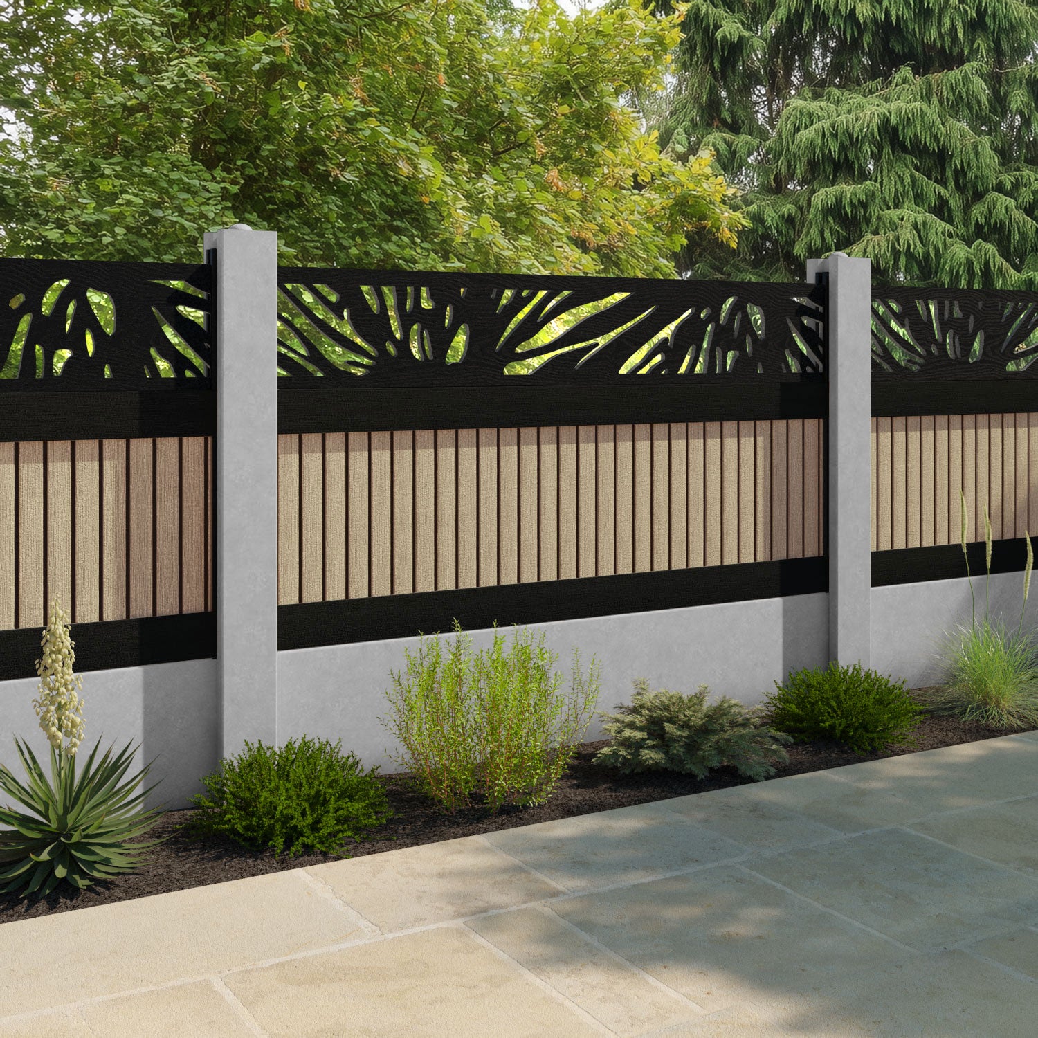 Virtis Poppy Fence Panel - Light Oak - for existing concrete posts