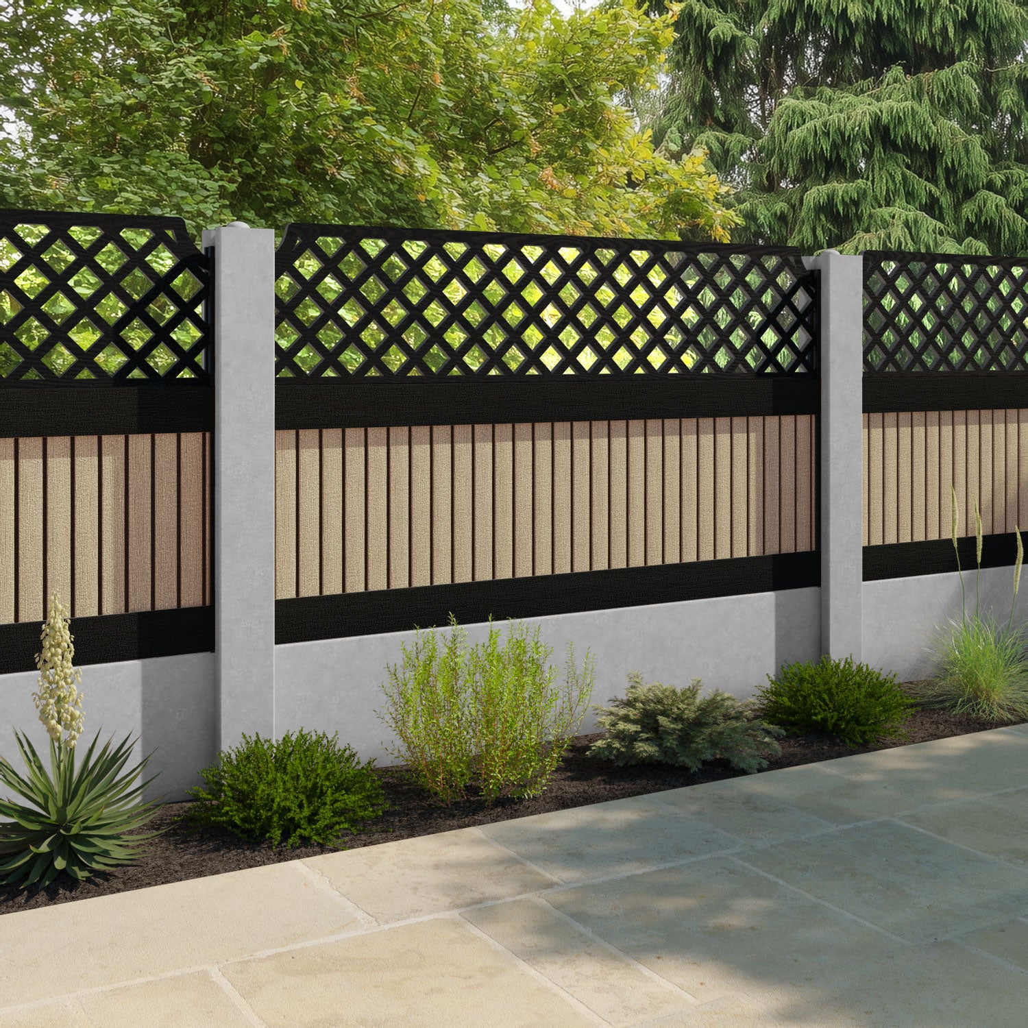 Virtis Regal Hive Fence Panel - Light Oak - for existing concrete posts