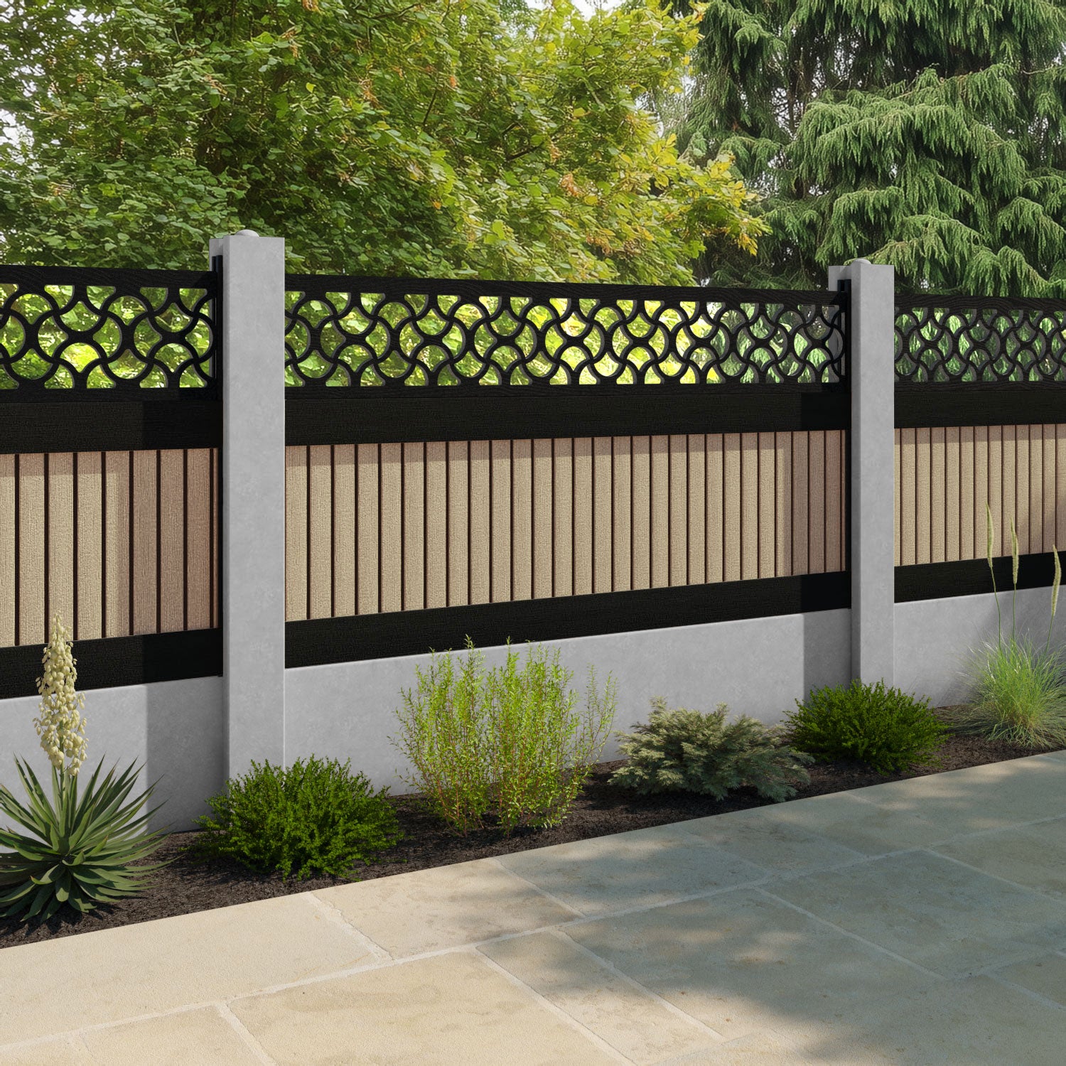 Virtis Vida Fence Panel - Light Oak - for existing concrete posts