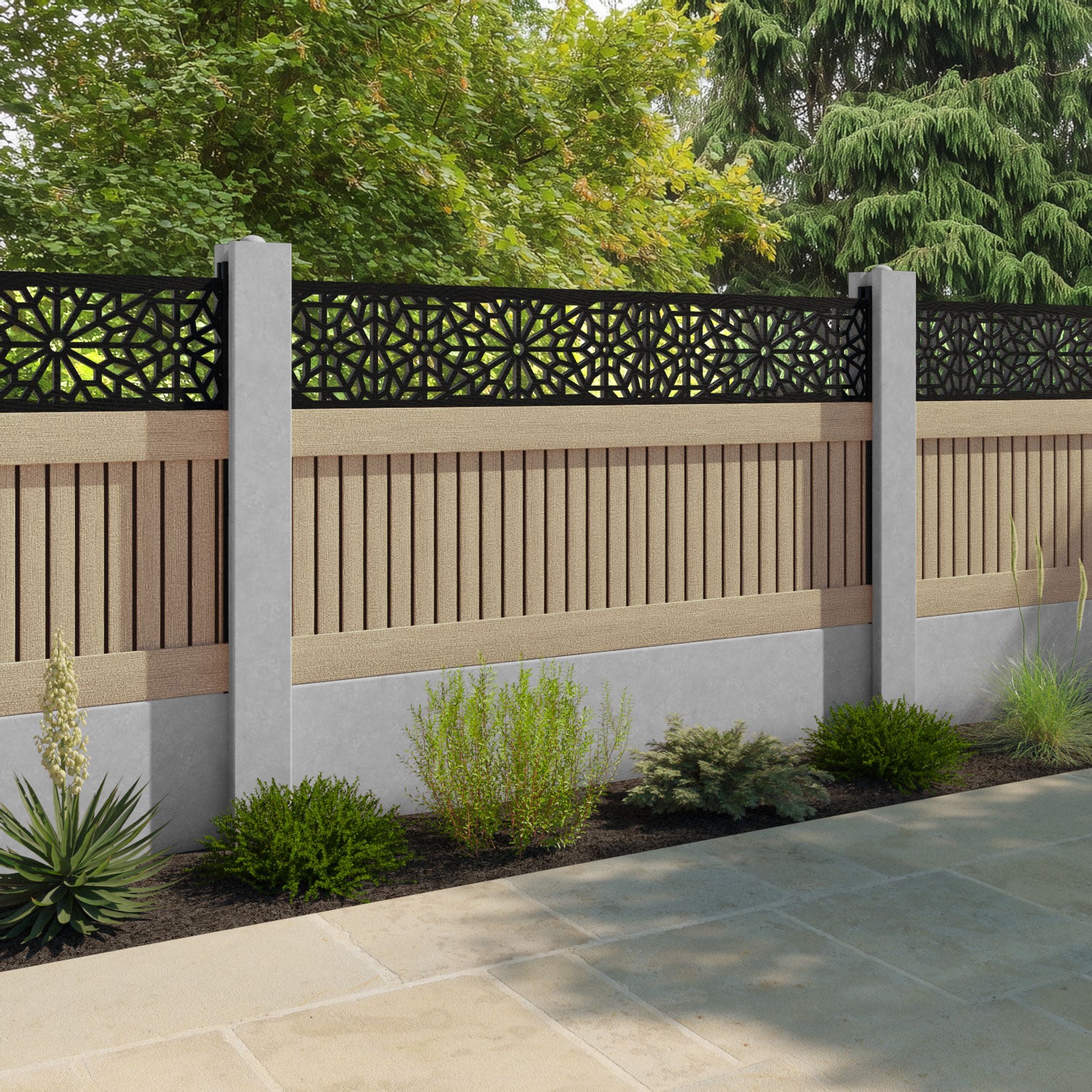 Virtis Alnara Fence Panel - Light Oak - for existing concrete posts
