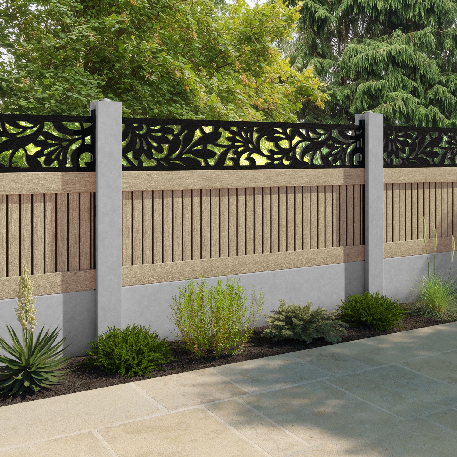 Virtis Heritage Fence Panel - Light Oak - for existing concrete posts