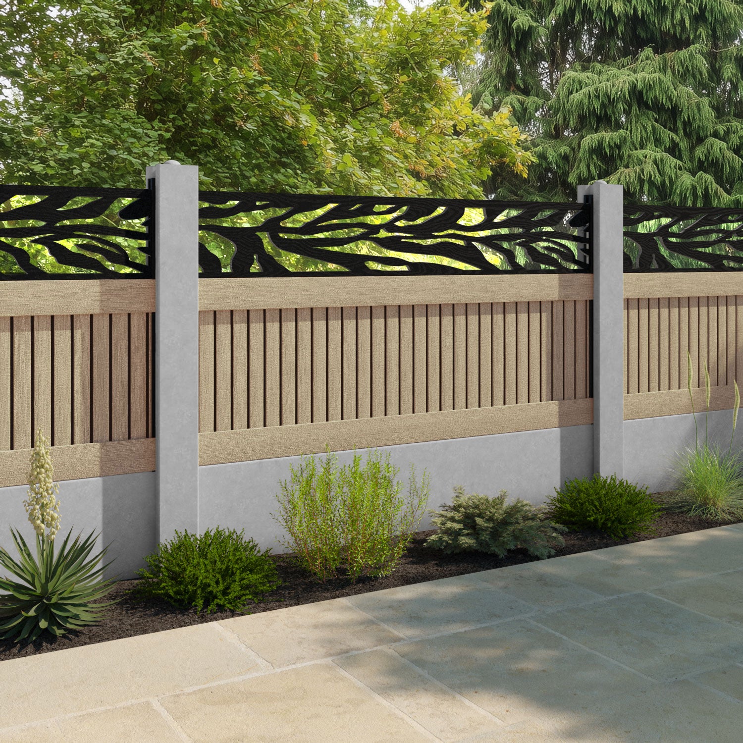 Virtis Malawi Fence Panel - Light Oak - for existing concrete posts
