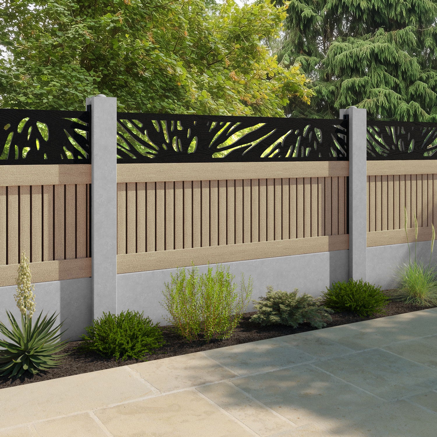 Virtis Poppy Fence Panel - Light Oak - for existing concrete posts