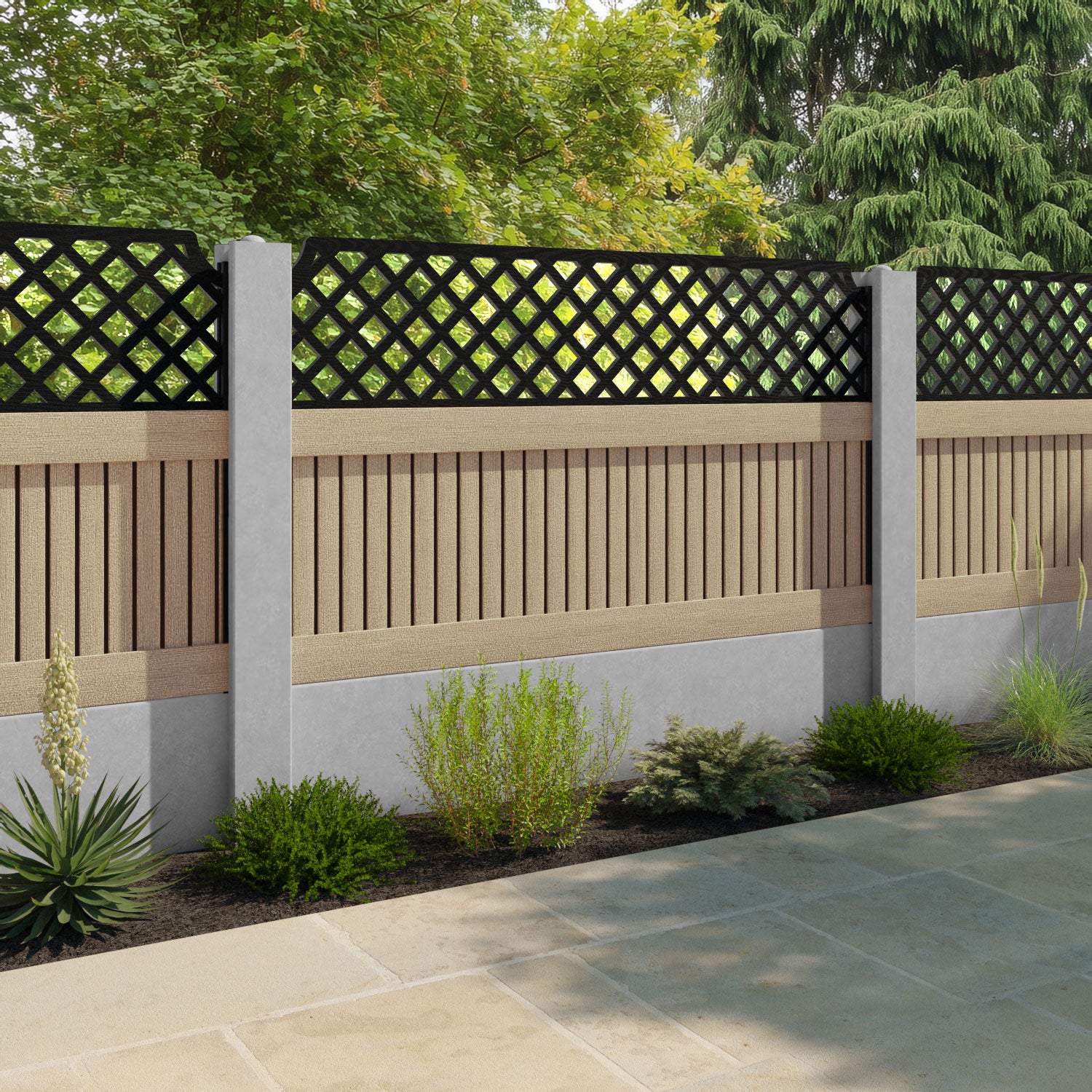 Virtis Regal Hive Fence Panel - Light Oak - for existing concrete posts