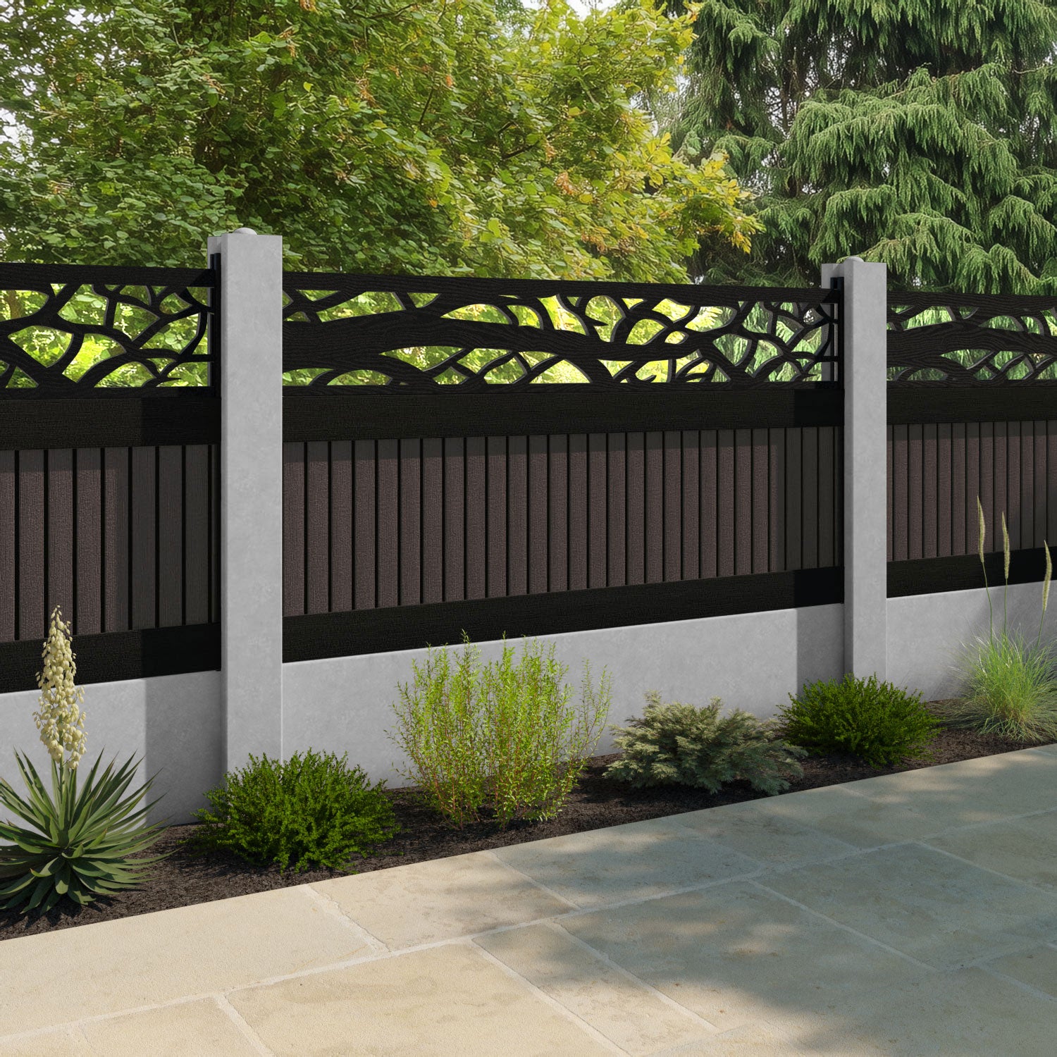 Virtis Twilight Fence Panel - Mid Brown - for existing concrete posts