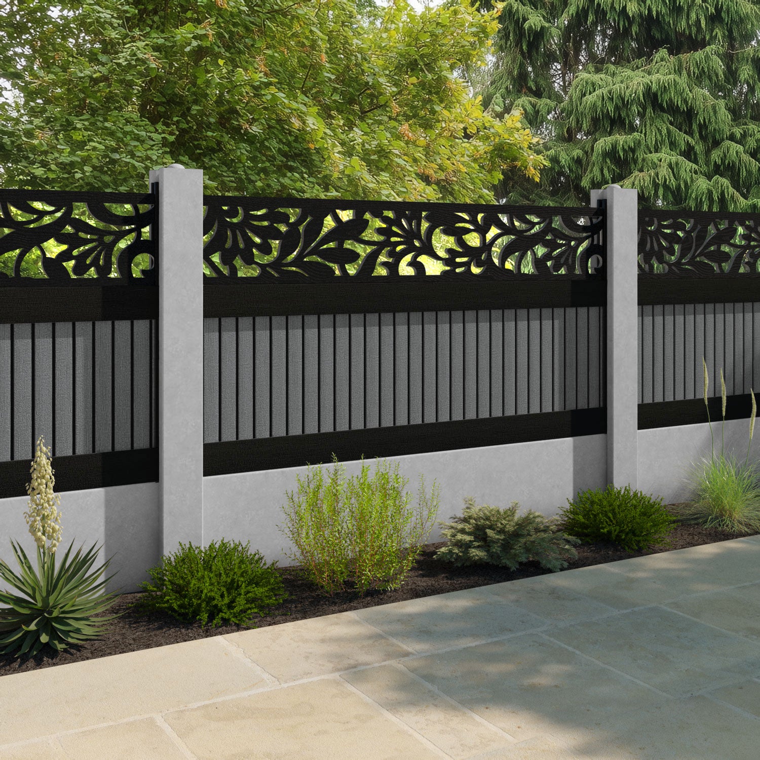 Virtis Heritage Fence Panel - Mid Grey - for existing concrete posts