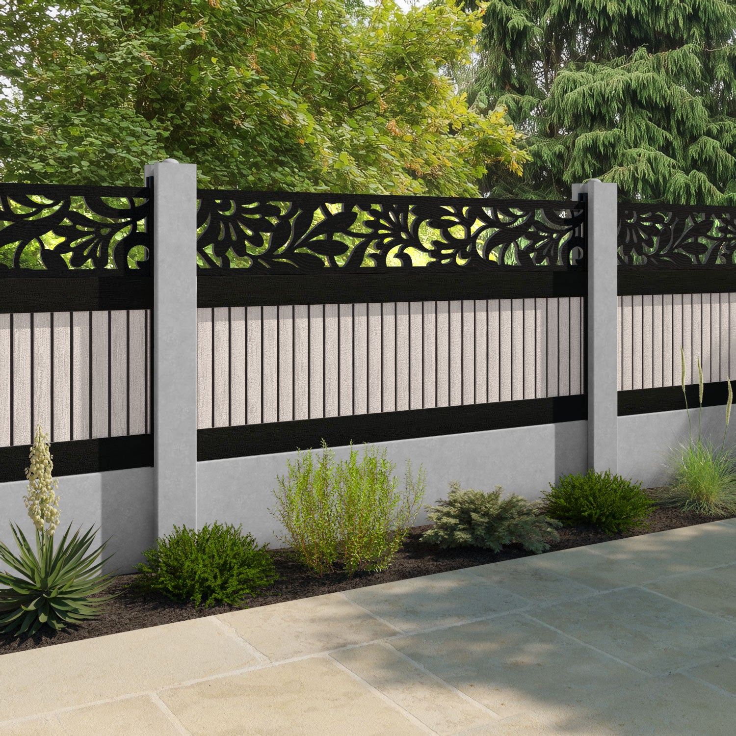 Virtis Heritage Fence Panel - Mid Stone - for existing concrete posts