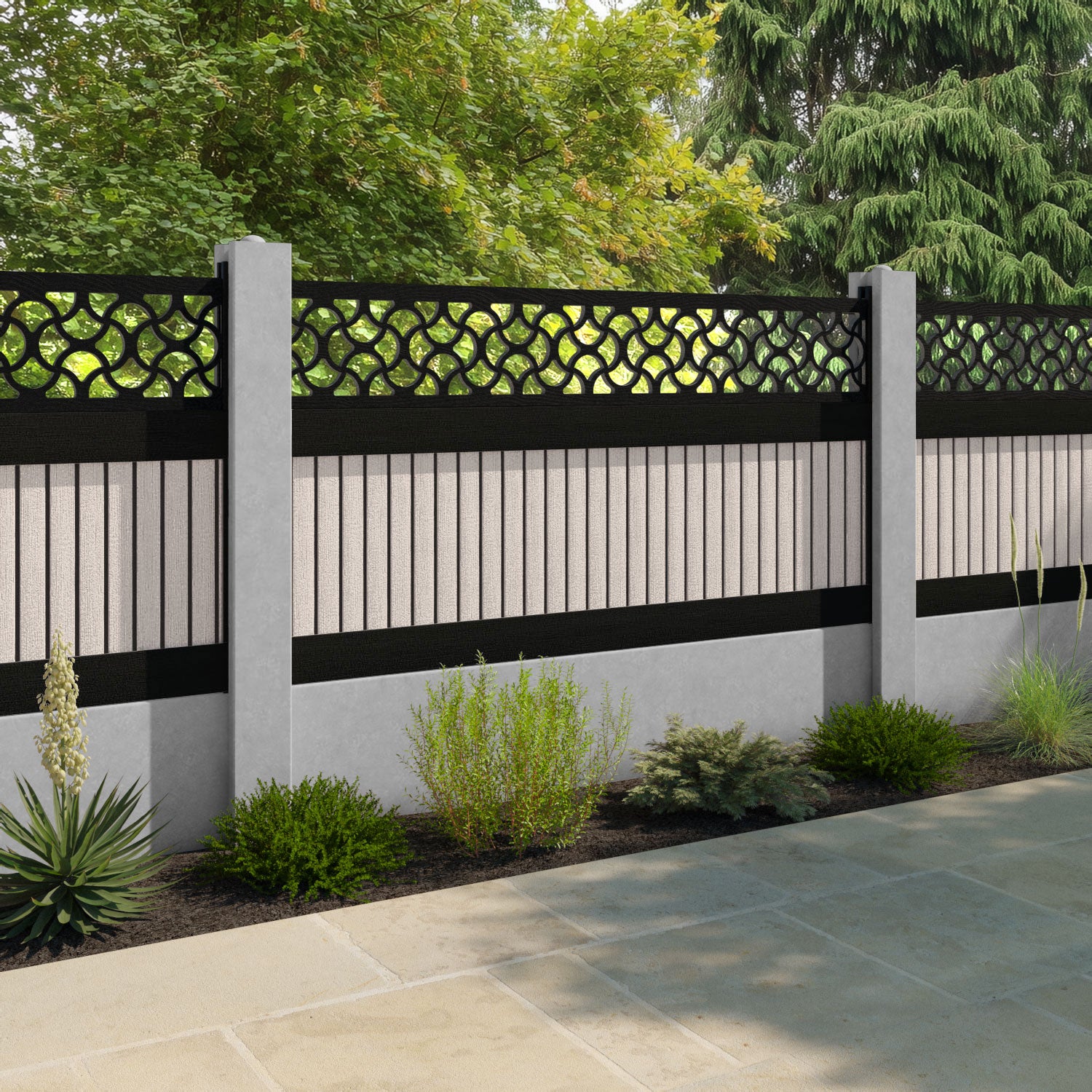 Virtis Vida Fence Panel - Mid Stone - for existing concrete posts