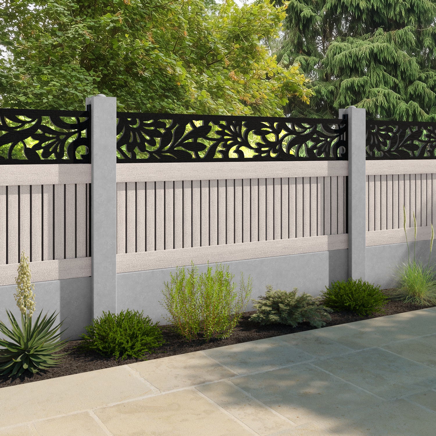 Virtis Heritage Fence Panel - Mid Stone - for existing concrete posts