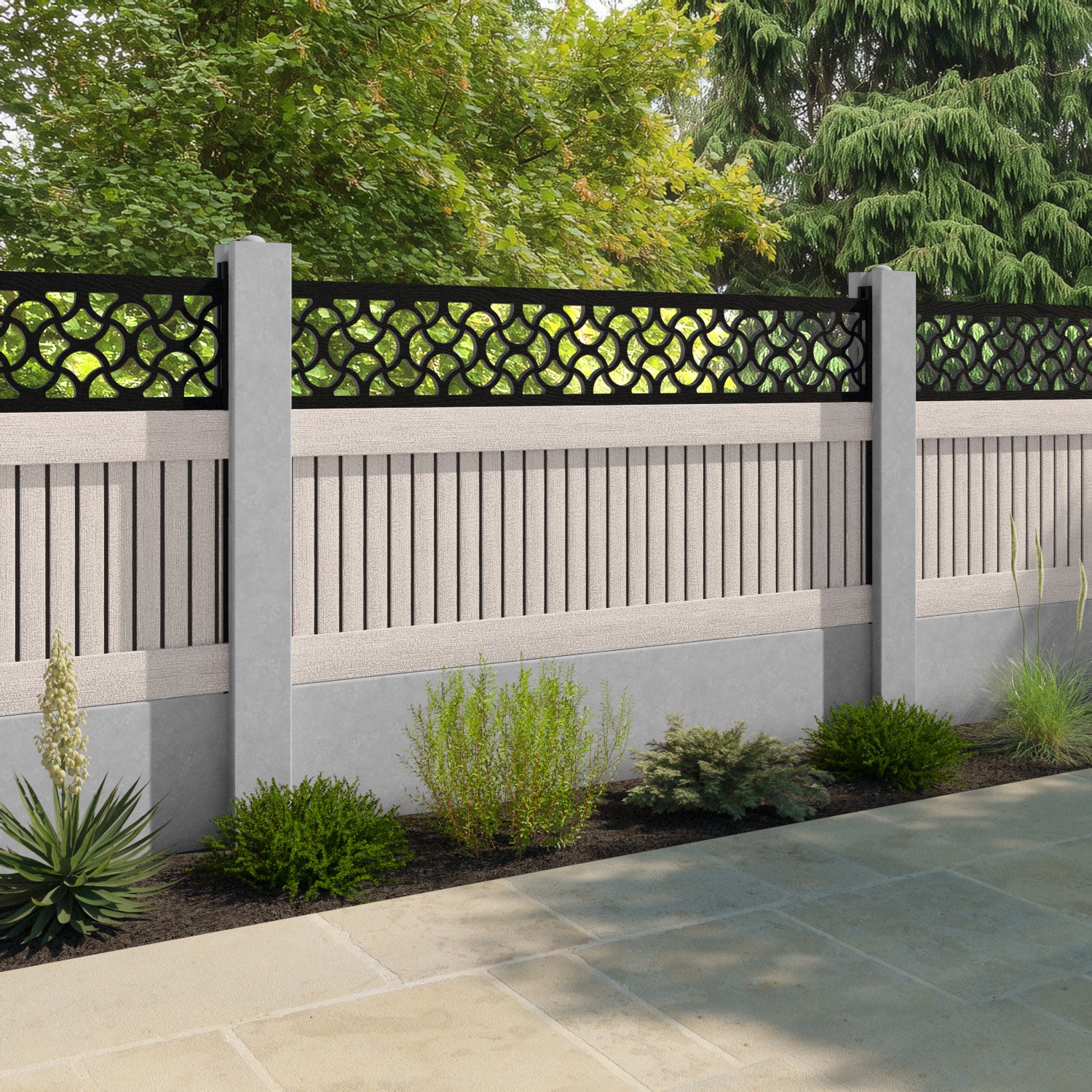 Virtis Vida Fence Panel - Mid Stone - for existing concrete posts