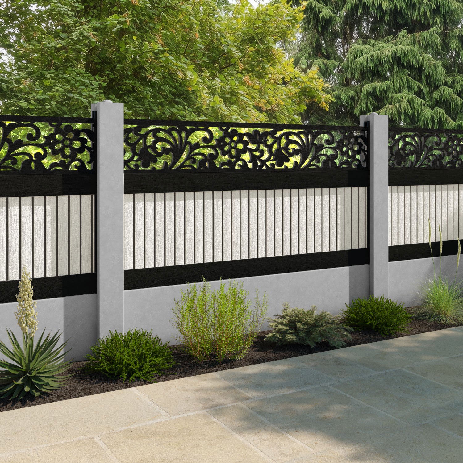 Virtis Eden Fence Panel - Light Stone - for existing concrete posts