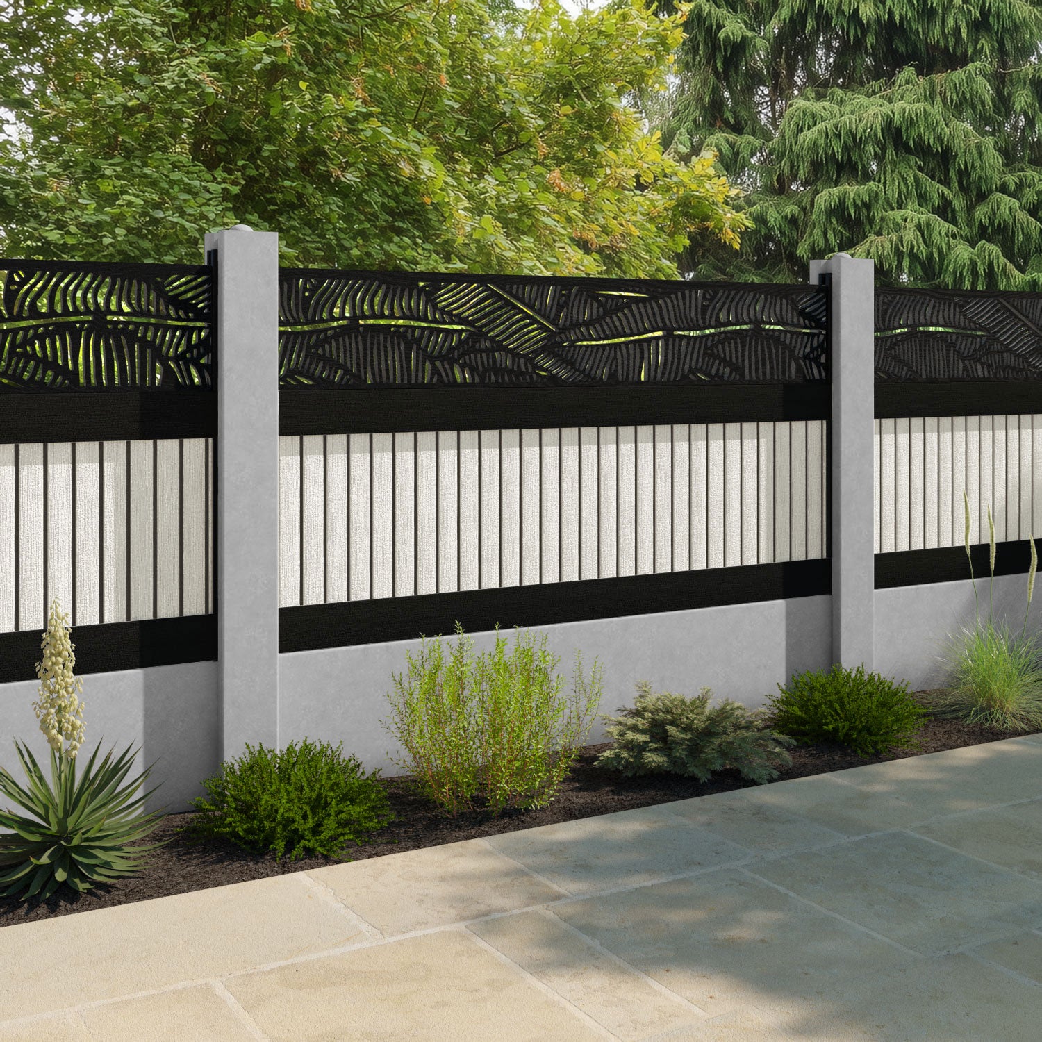 Virtis Feather Fence Panel - Light Stone - for existing concrete posts