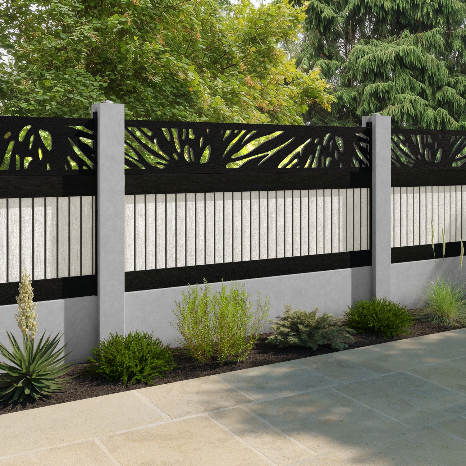 Virtis Poppy Fence Panel - Light Stone - for existing concrete posts