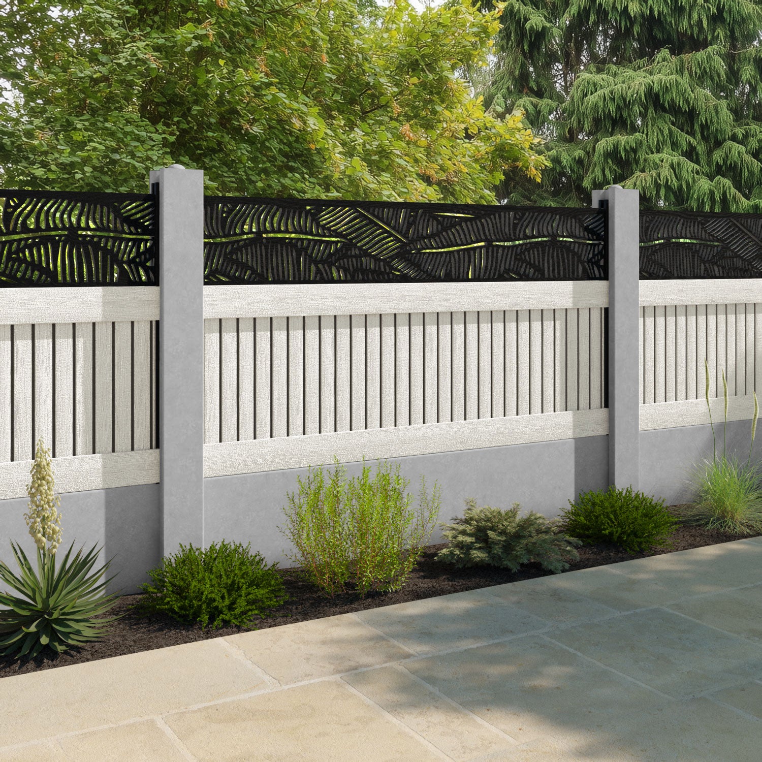 Virtis Feather Fence Panel - Light Stone - for existing concrete posts