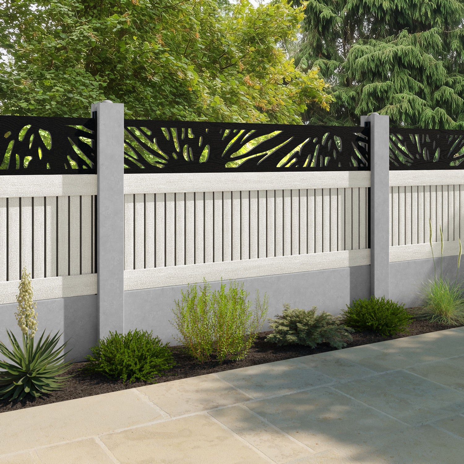 Virtis Poppy Fence Panel - Light Stone - for existing concrete posts
