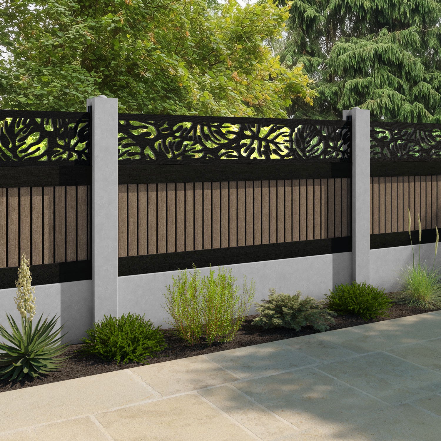 Virtis Botanic Fence Panel - Teak - for existing concrete posts