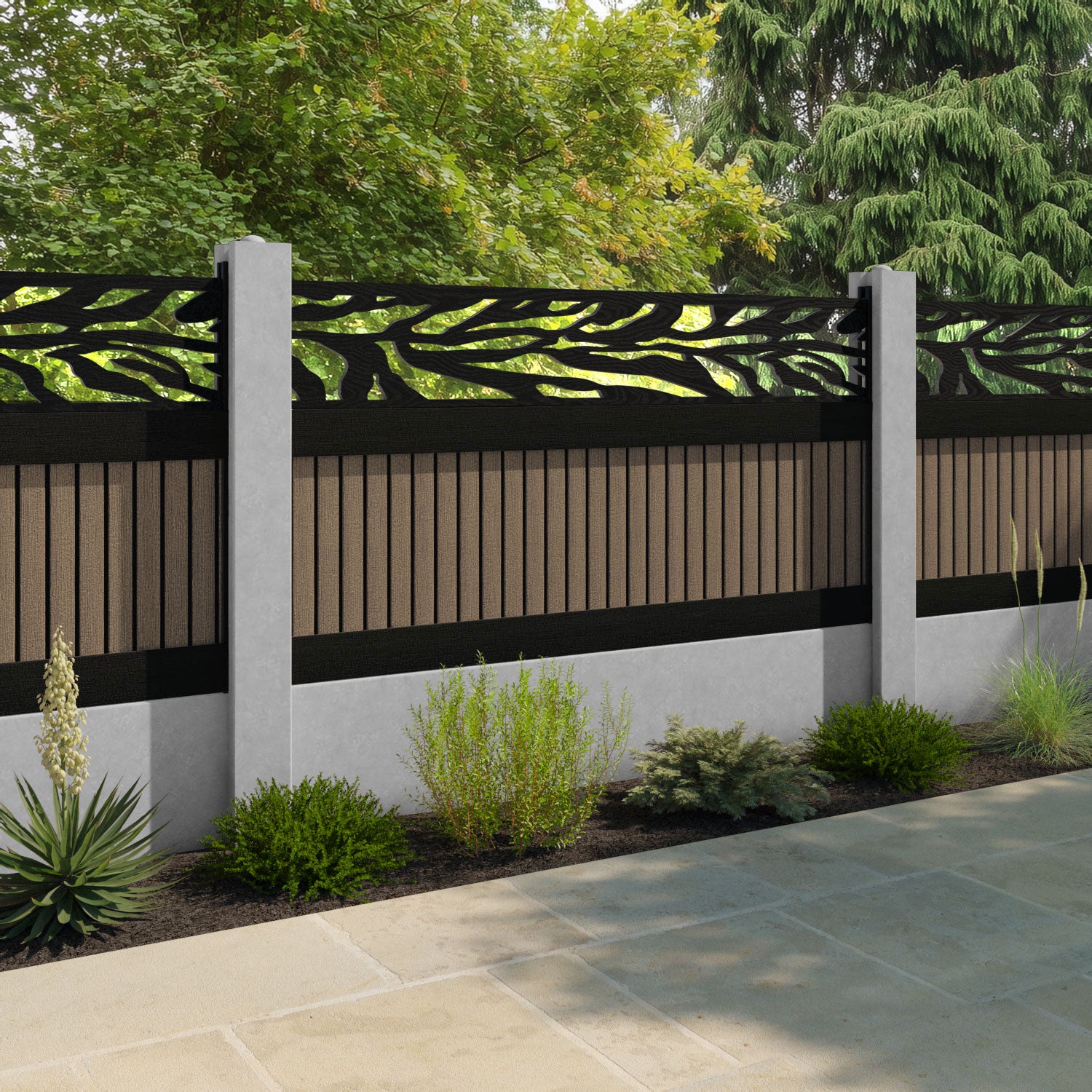 Virtis Malawi Fence Panel - Teak - for existing concrete posts