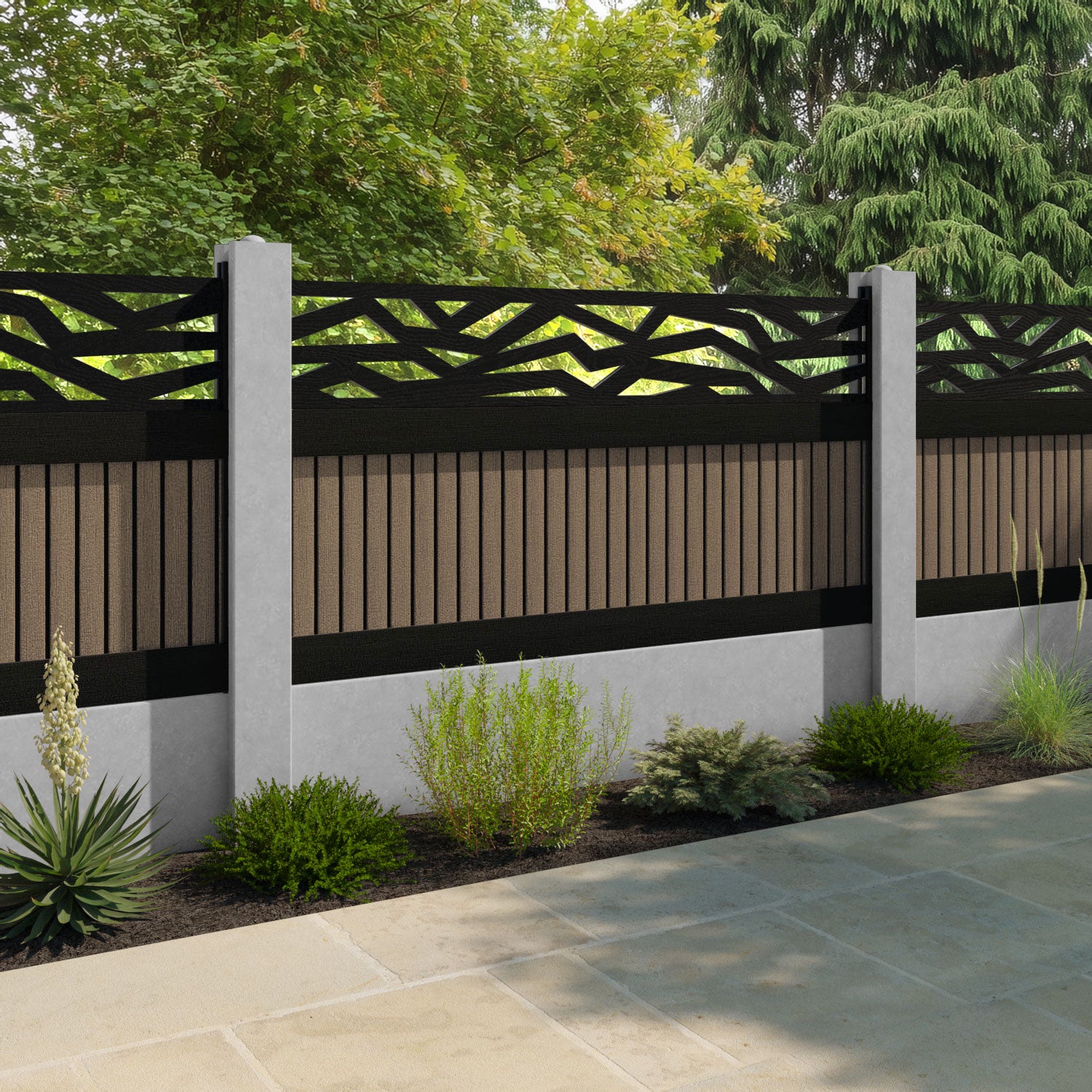 Virtis Zenith Fence Panel - Teak - for existing concrete posts