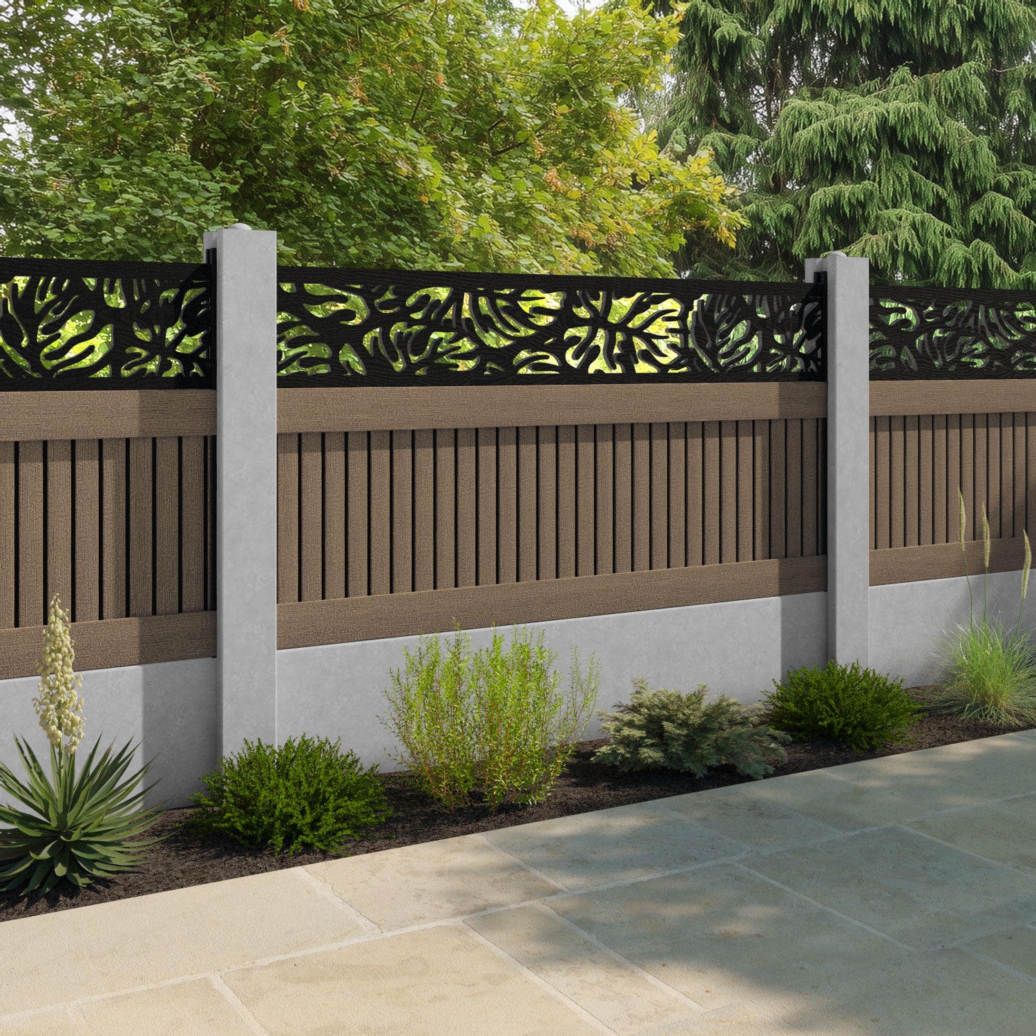 Virtis Botanic Fence Panel - Teak - for existing concrete posts