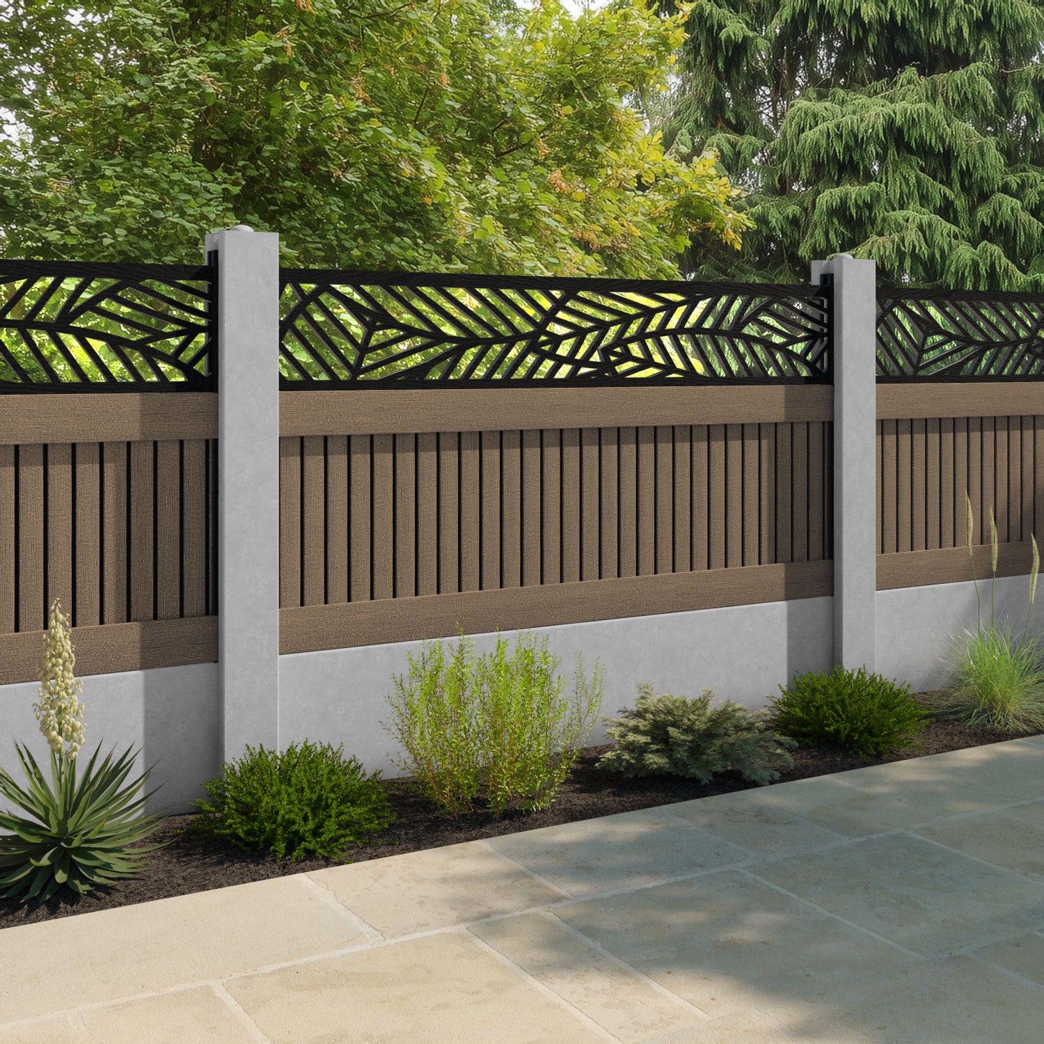 Virtis Habitat Fence Panel - Teak - for existing concrete posts
