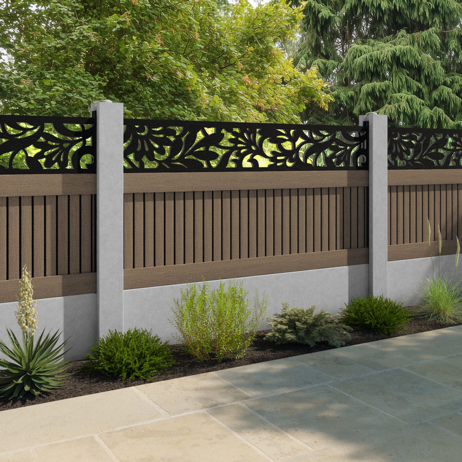 Virtis Heritage Fence Panel - Teak - for existing concrete posts