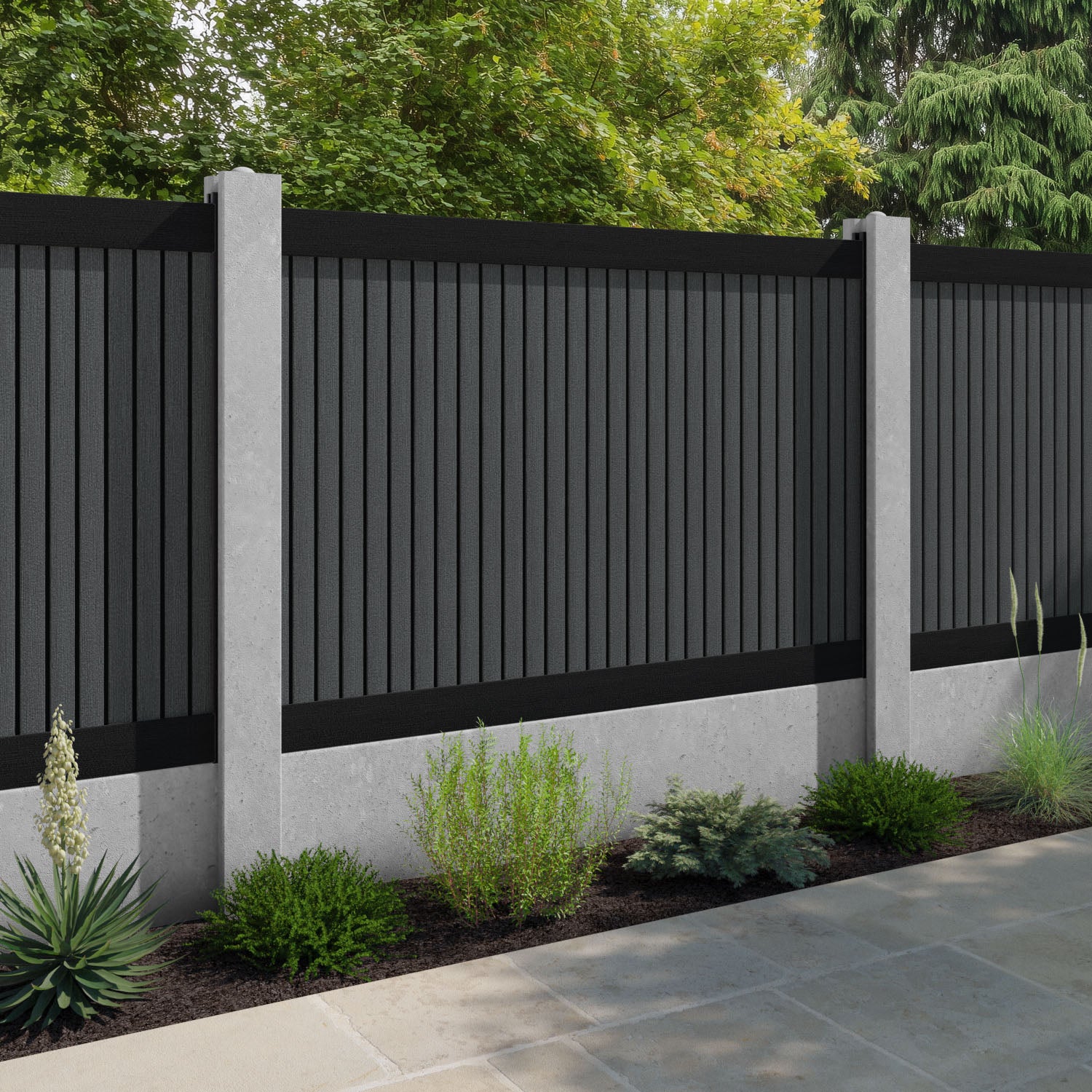 Virtis Fence Panel - Dark Grey - for existing concrete posts