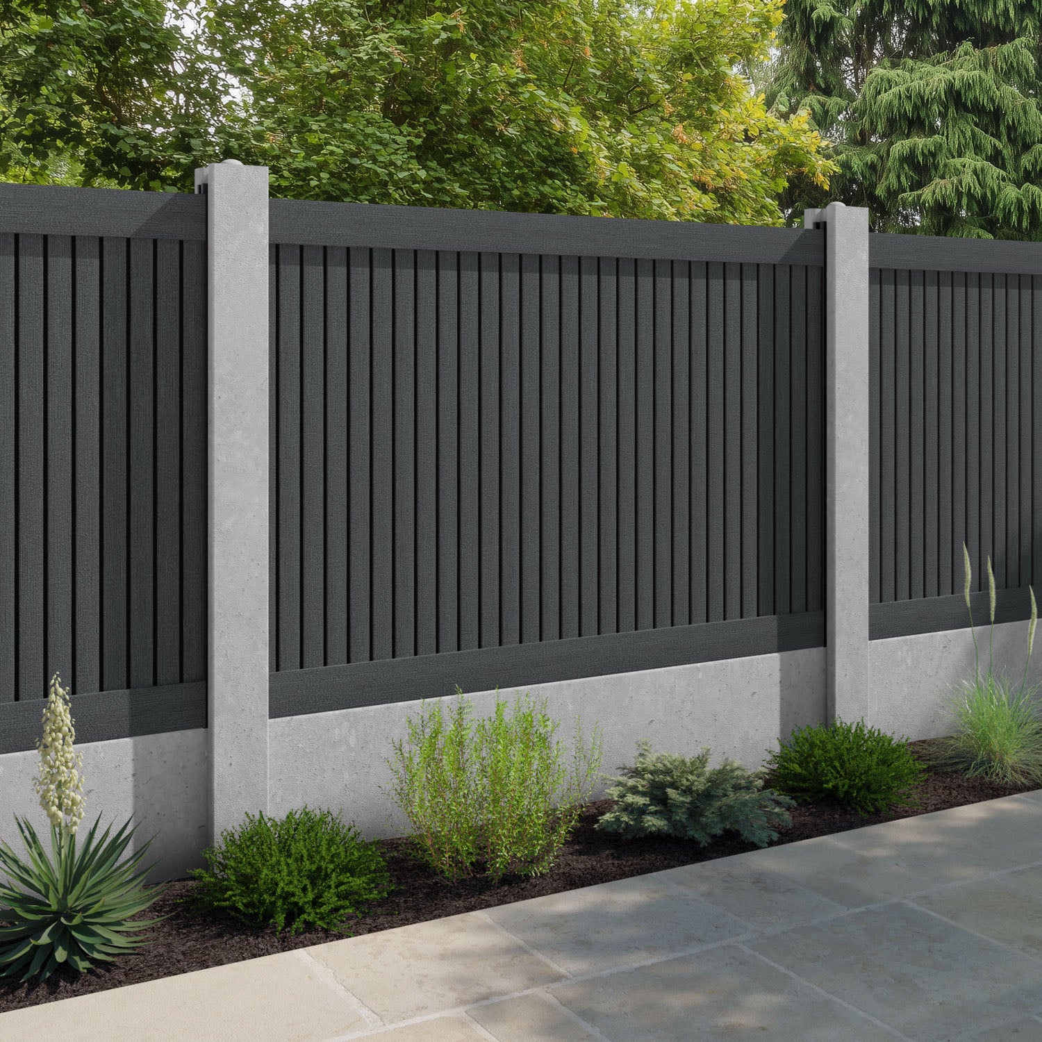 Virtis Fence Panel - Dark Grey - for existing concrete posts