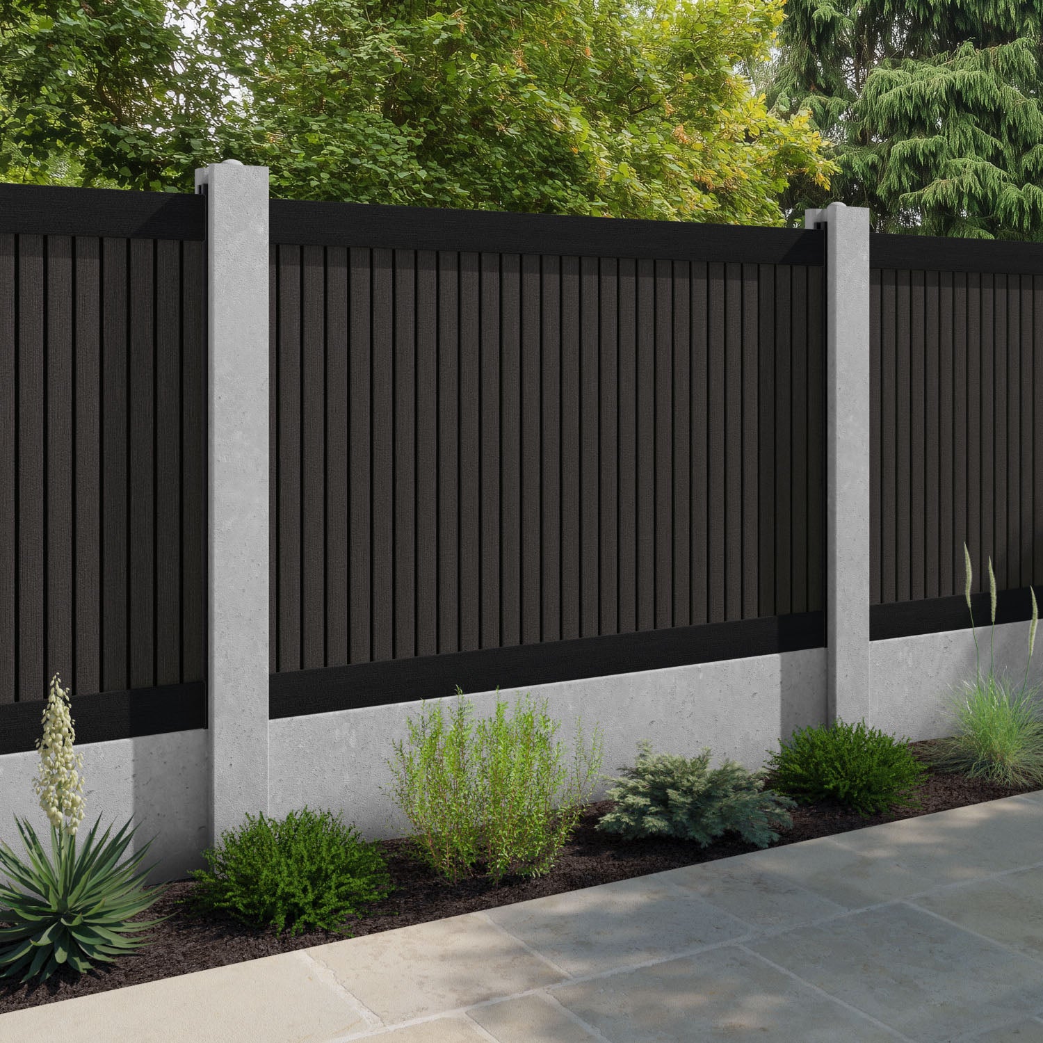 Virtis Fence Panel - Dark Oak - for existing concrete posts