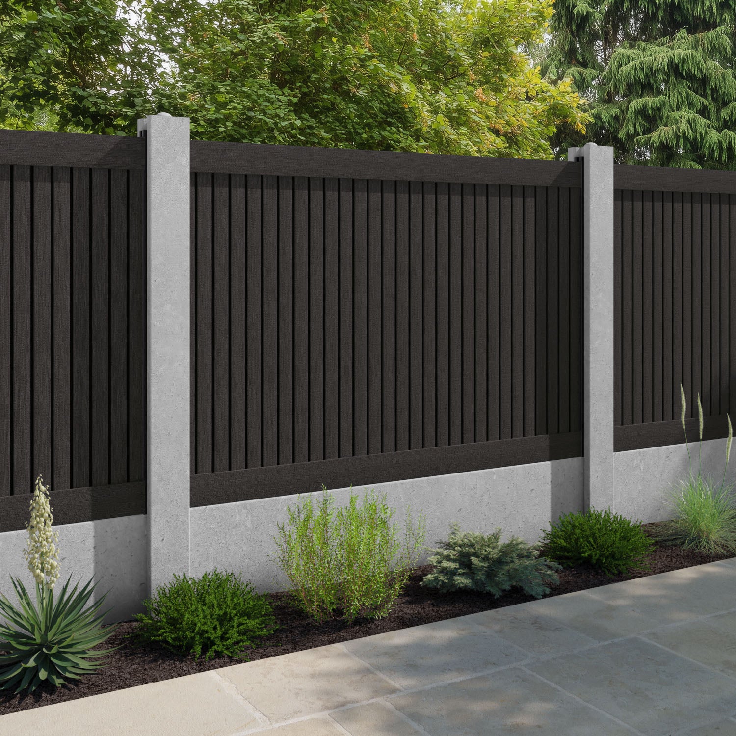 Virtis Fence Panel - Dark Oak - for existing concrete posts