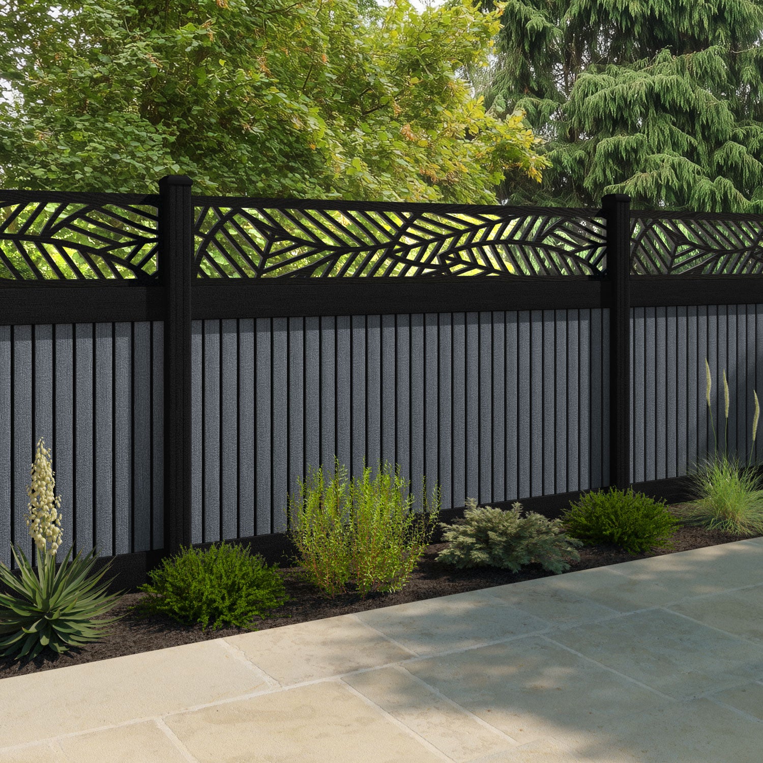 Virtis Habitat Fence Panel - Anthracite - with our composite posts