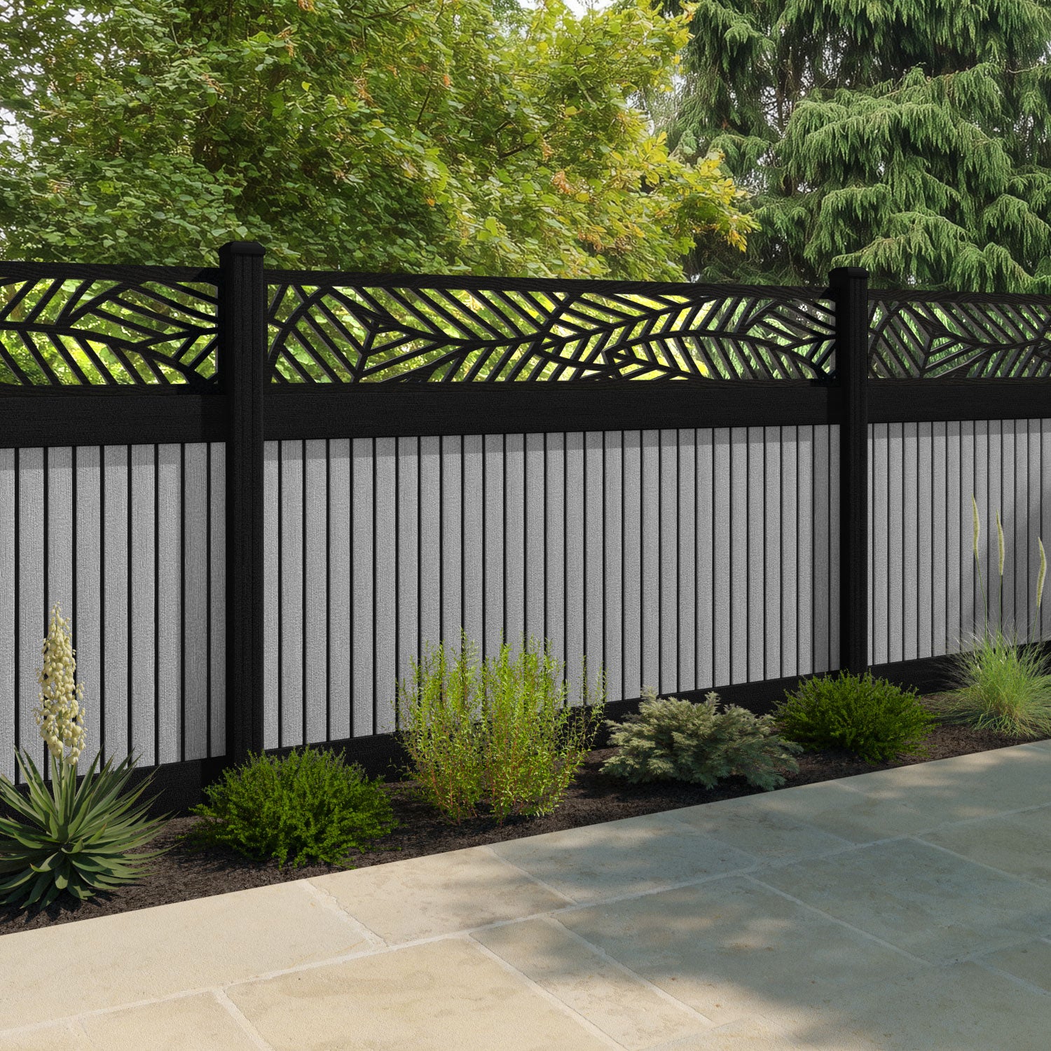 Virtis Habitat Fence Panel - Light Grey - with our composite posts