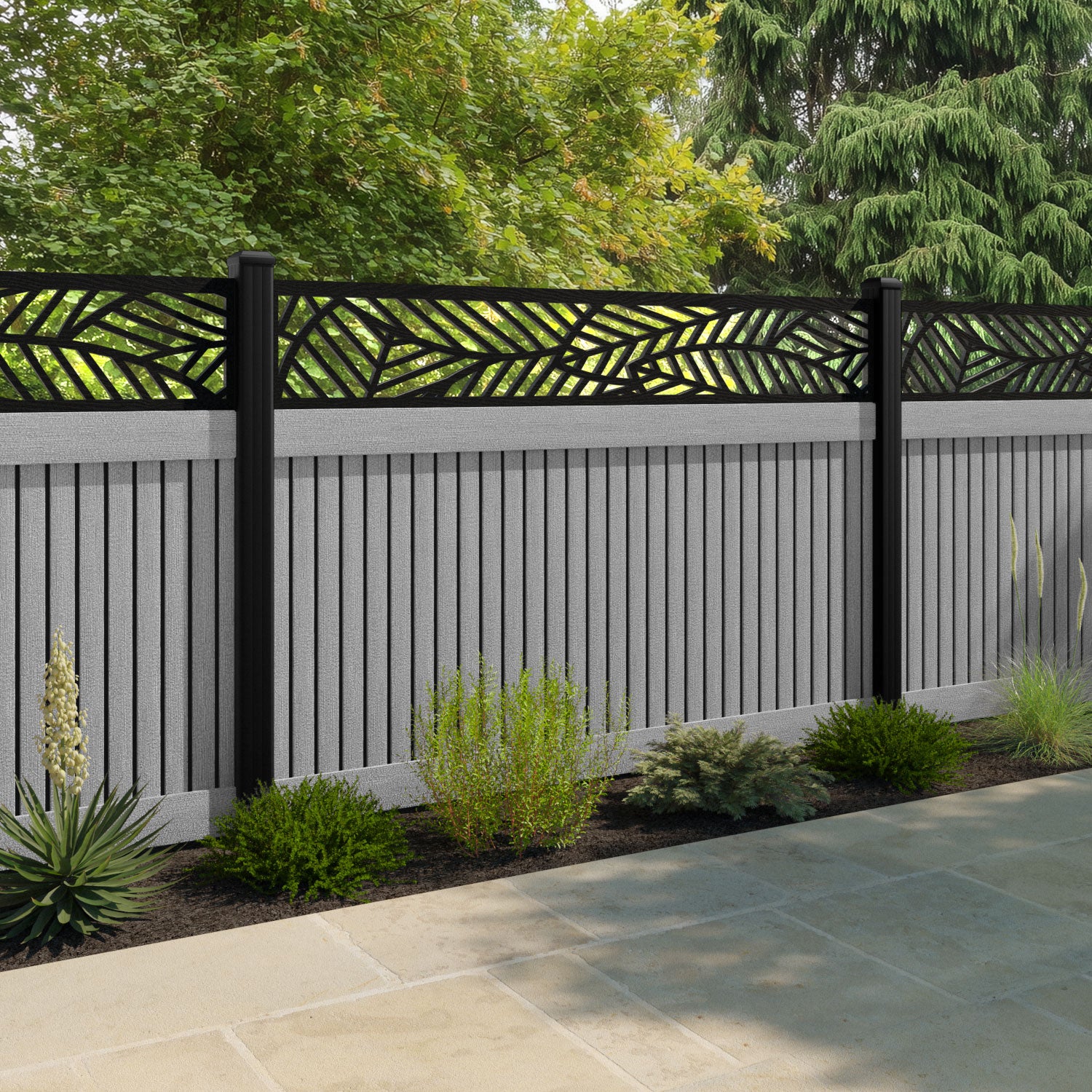 Virtis Habitat Fence Panel - Light Grey - with our composite posts
