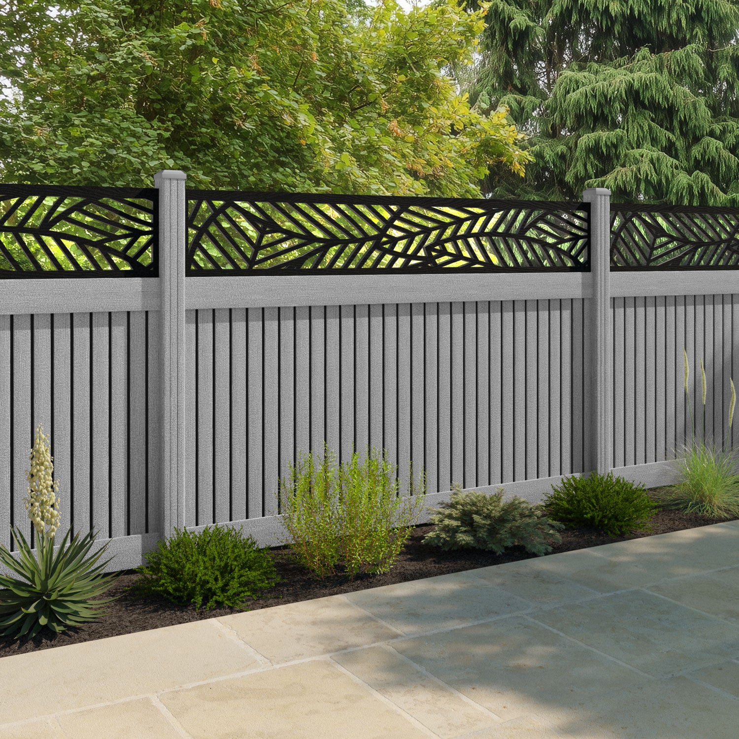 Virtis Habitat Fence Panel - Light Grey - with our composite posts