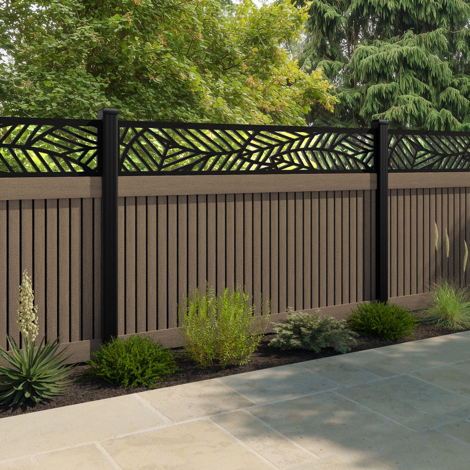 Virtis Habitat Fence Panel - Teak - with our composite posts