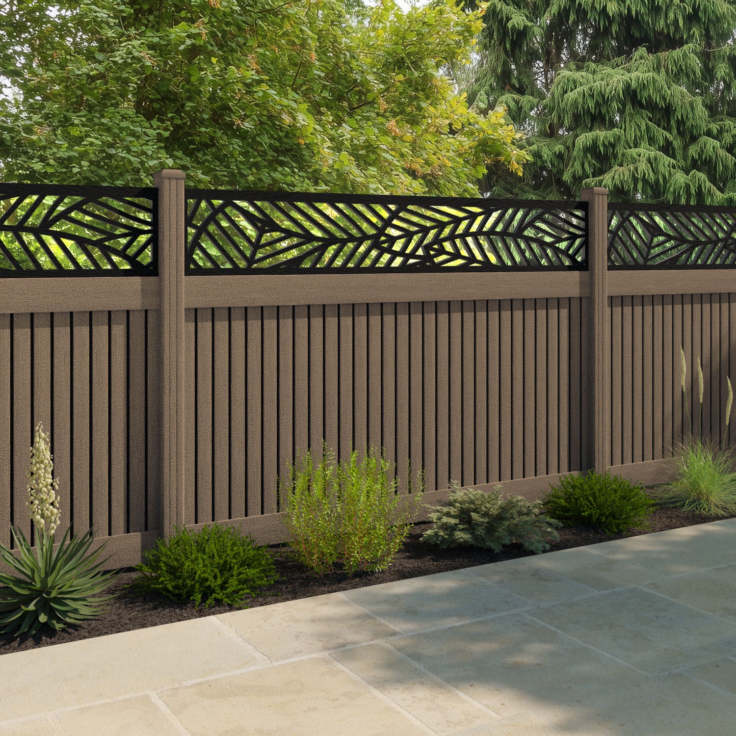 Virtis Habitat Fence Panel - Teak - with our composite posts