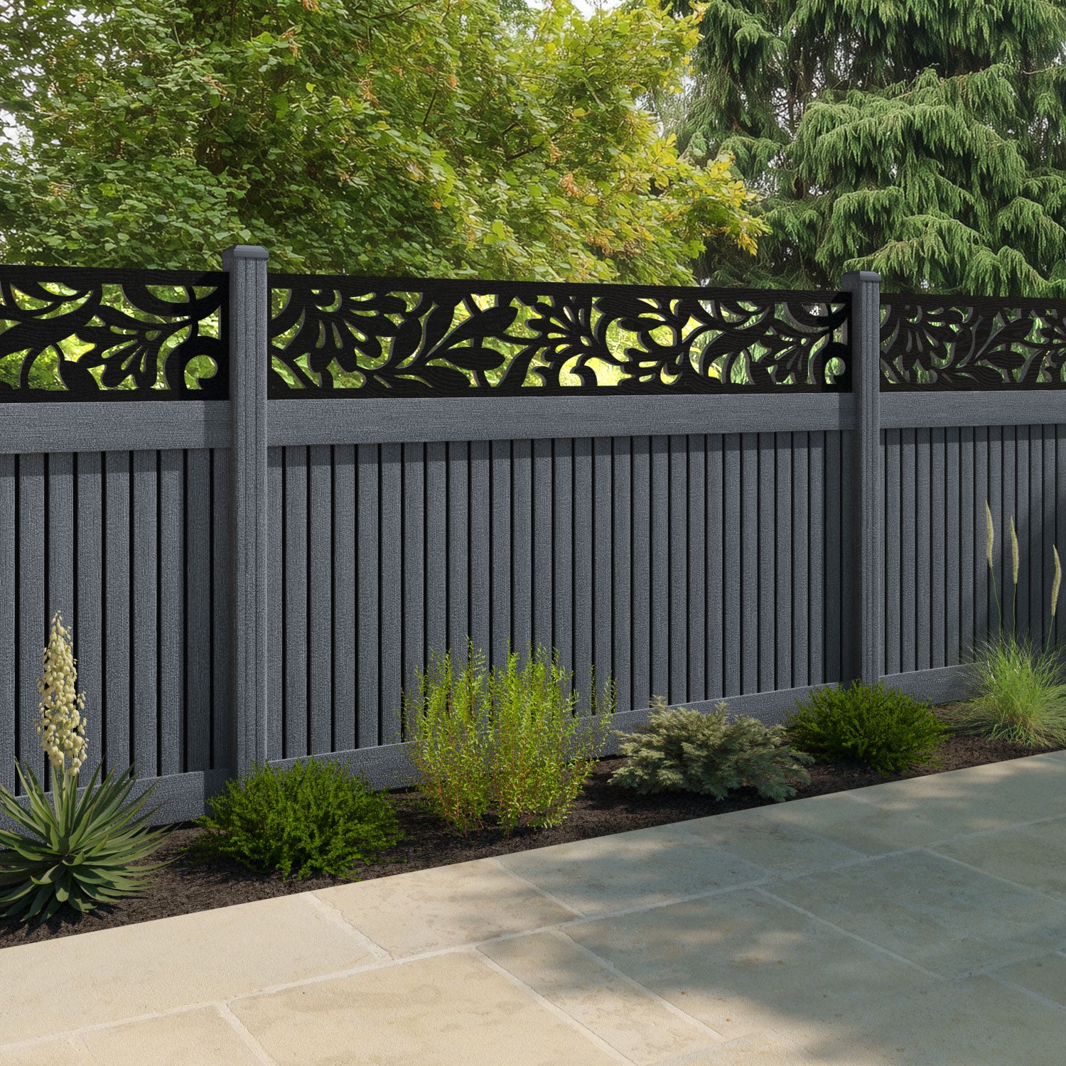 Virtis Heritage Fence Panel - Anthracite - with our composite posts