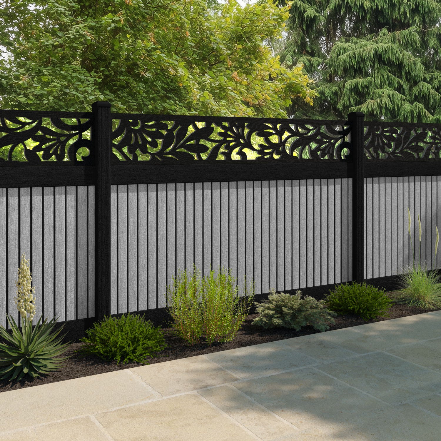 Virtis Heritage Fence Panel - Light Grey - with our composite posts