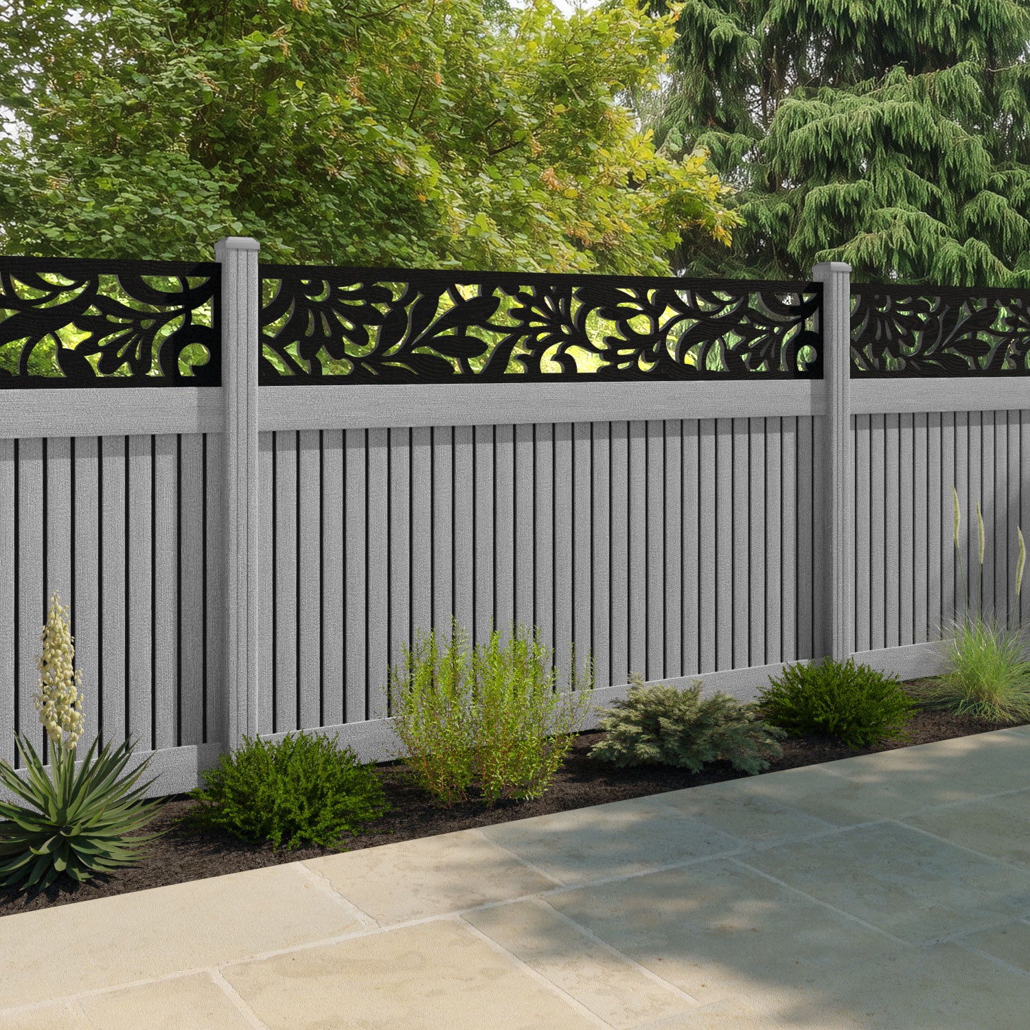 Virtis Heritage Fence Panel - Light Grey - with our composite posts