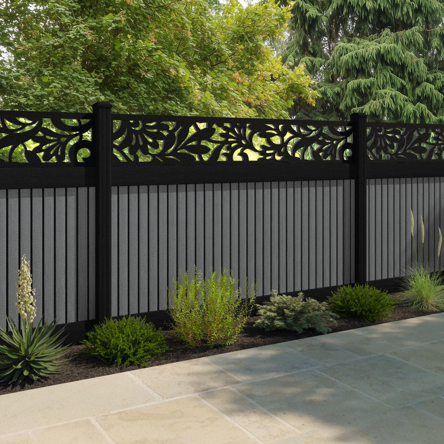 Virtis Heritage Fence Panel - Mid Grey - with our composite posts