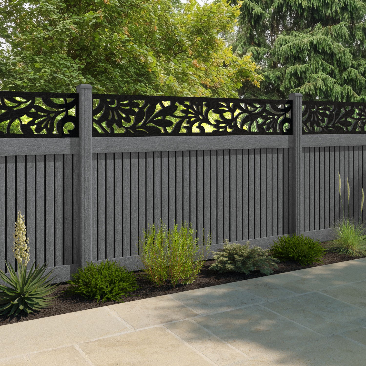 Virtis Heritage Fence Panel - Mid Grey - with our composite posts