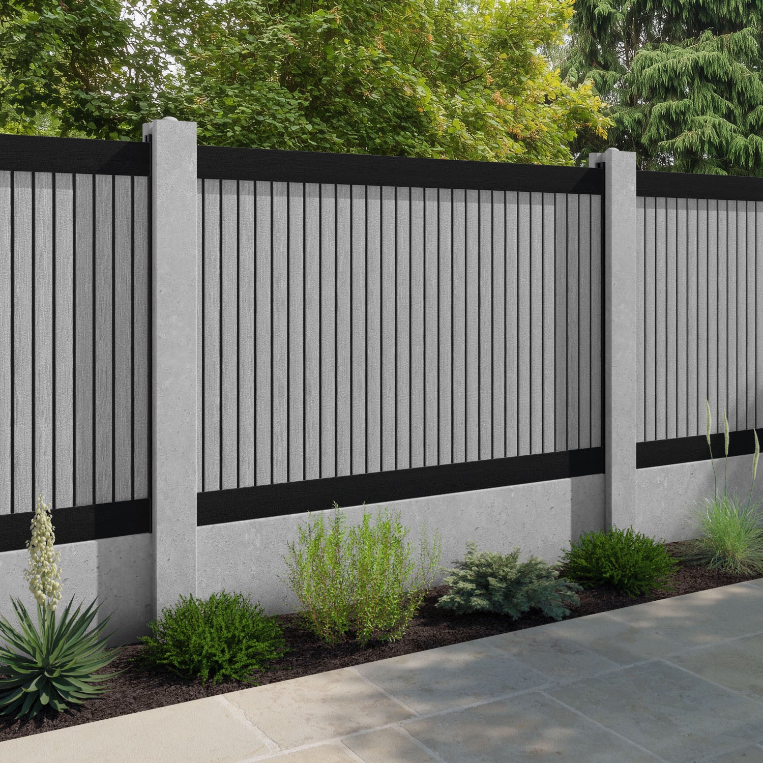 Virtis Fence Panel - Light Grey - for existing concrete posts