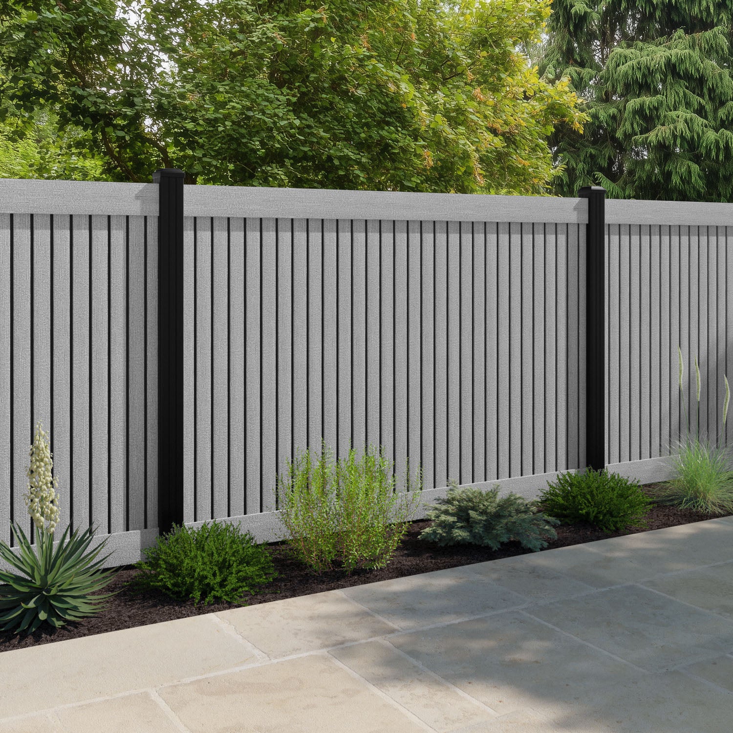 Virtis Fence Panel - Light Grey - with our composite posts