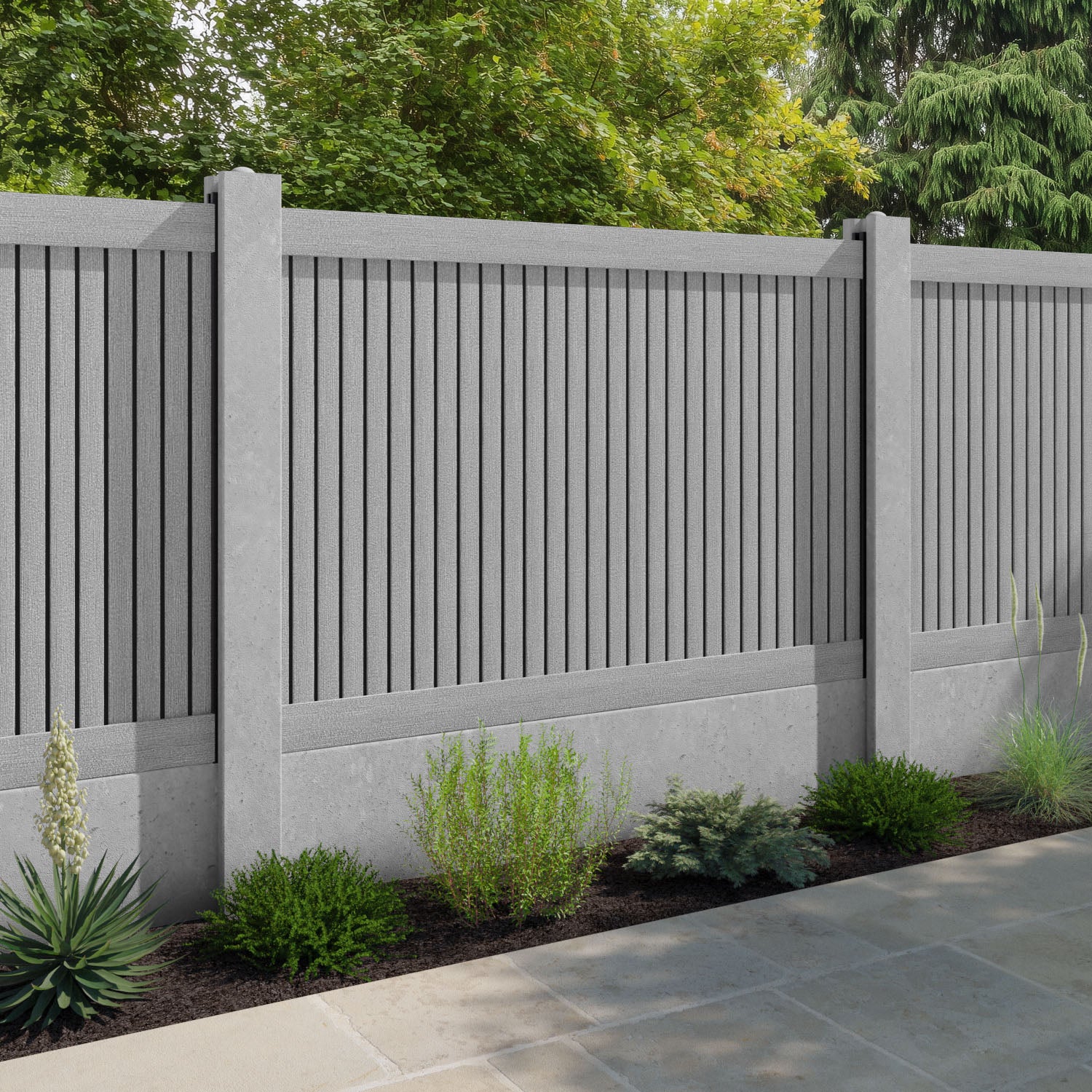 Virtis Fence Panel - Light Grey - for existing concrete posts