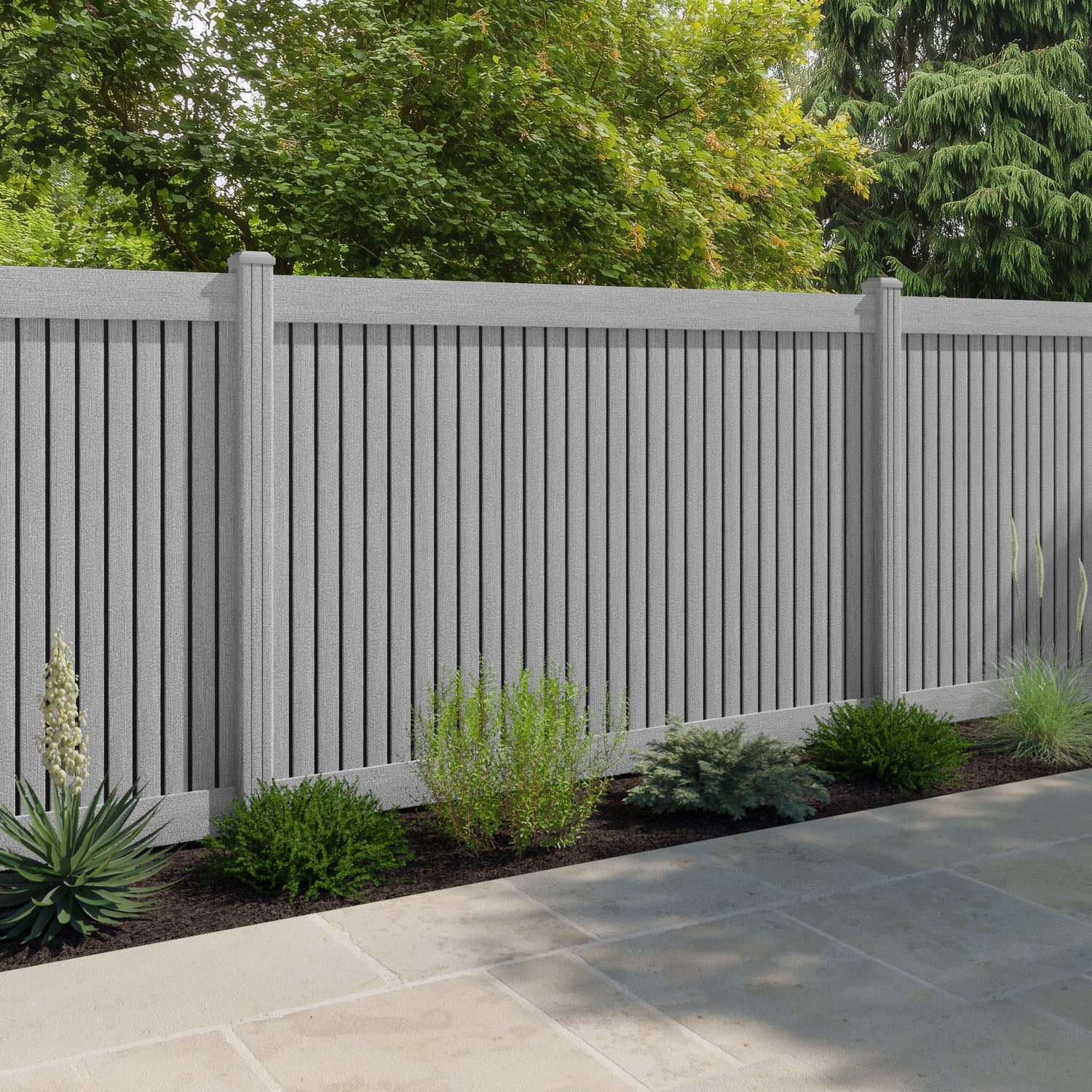 Virtis Fence Panel - Light Grey - with our composite posts