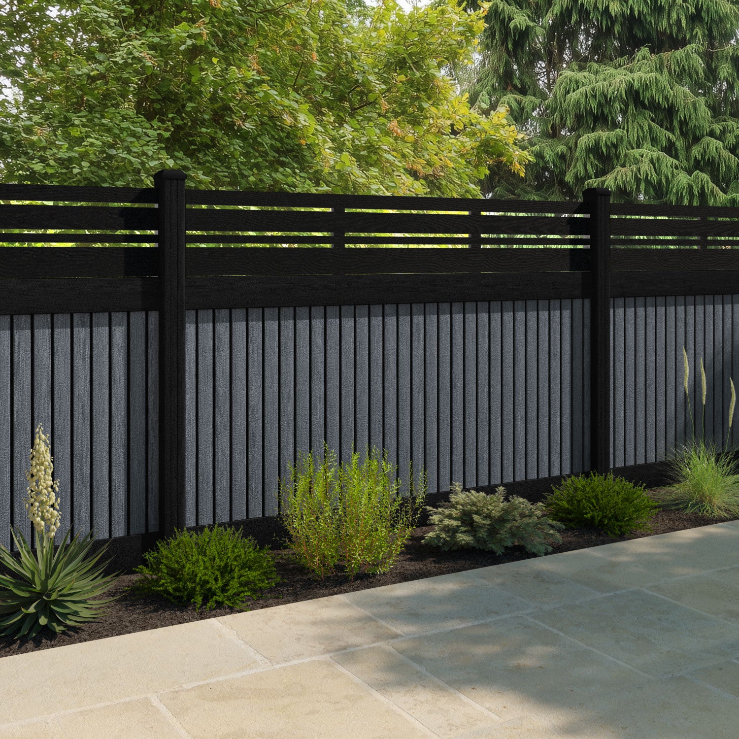 Virtis Linea Fence Panel - Anthracite - with our composite posts