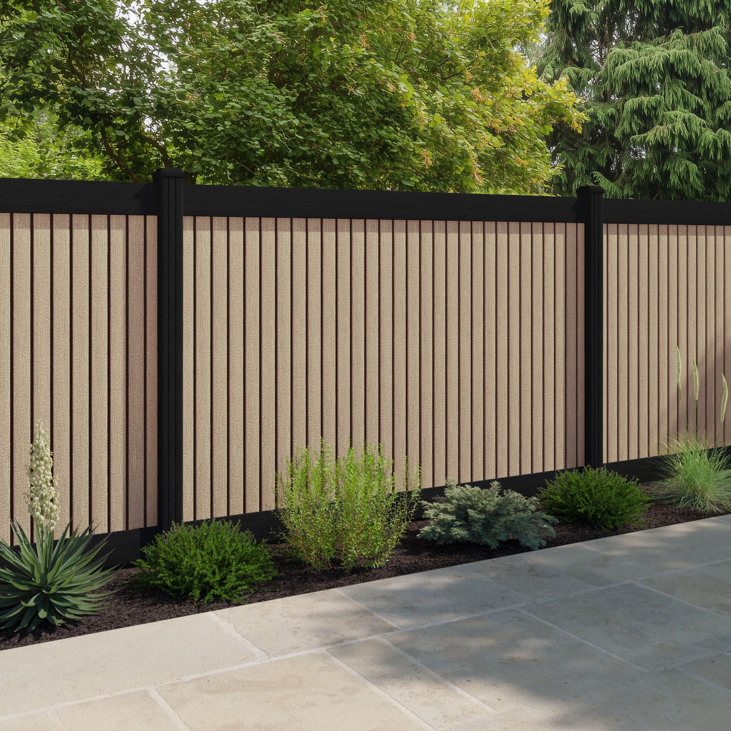 Virtis Fence Panel - Light Oak - with our composite posts