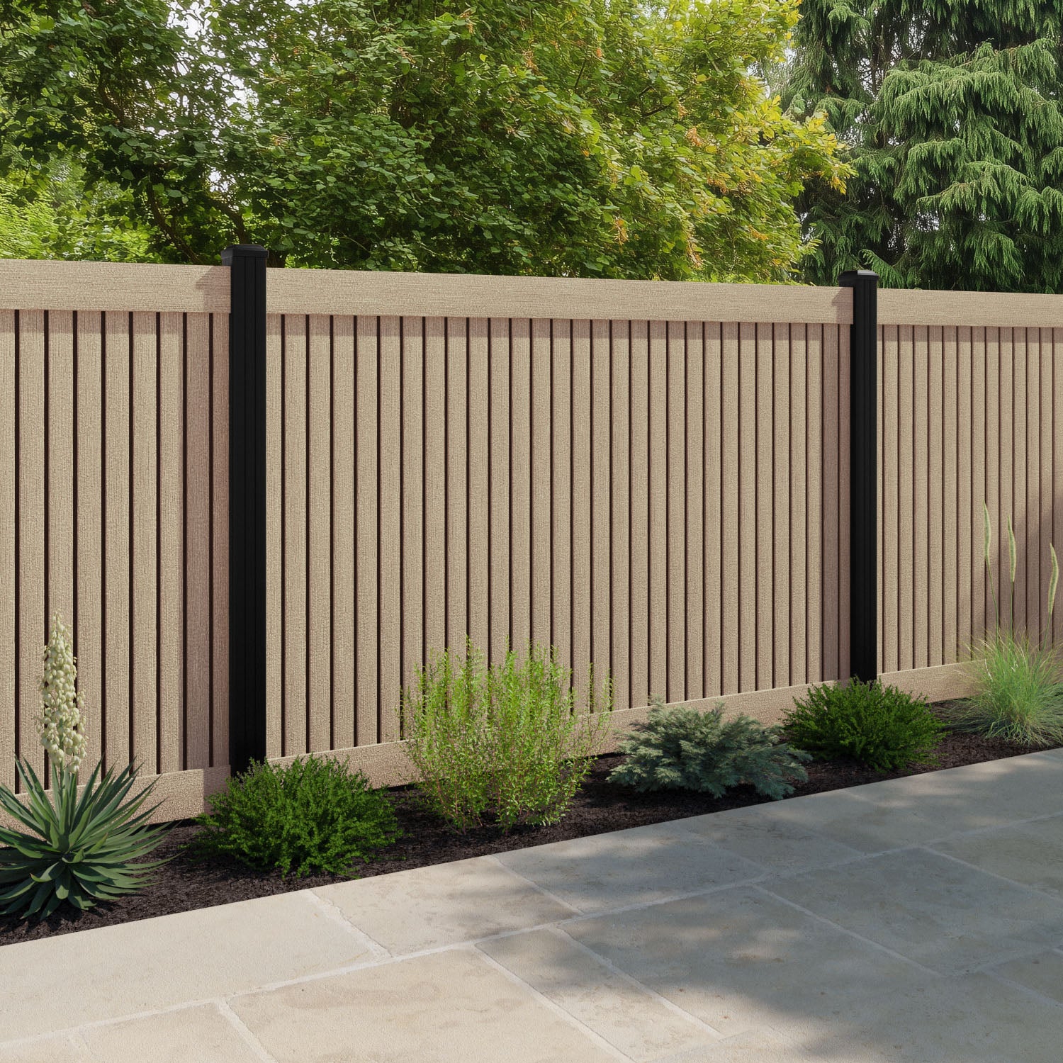 Virtis Fence Panel - Light Oak - with our composite posts