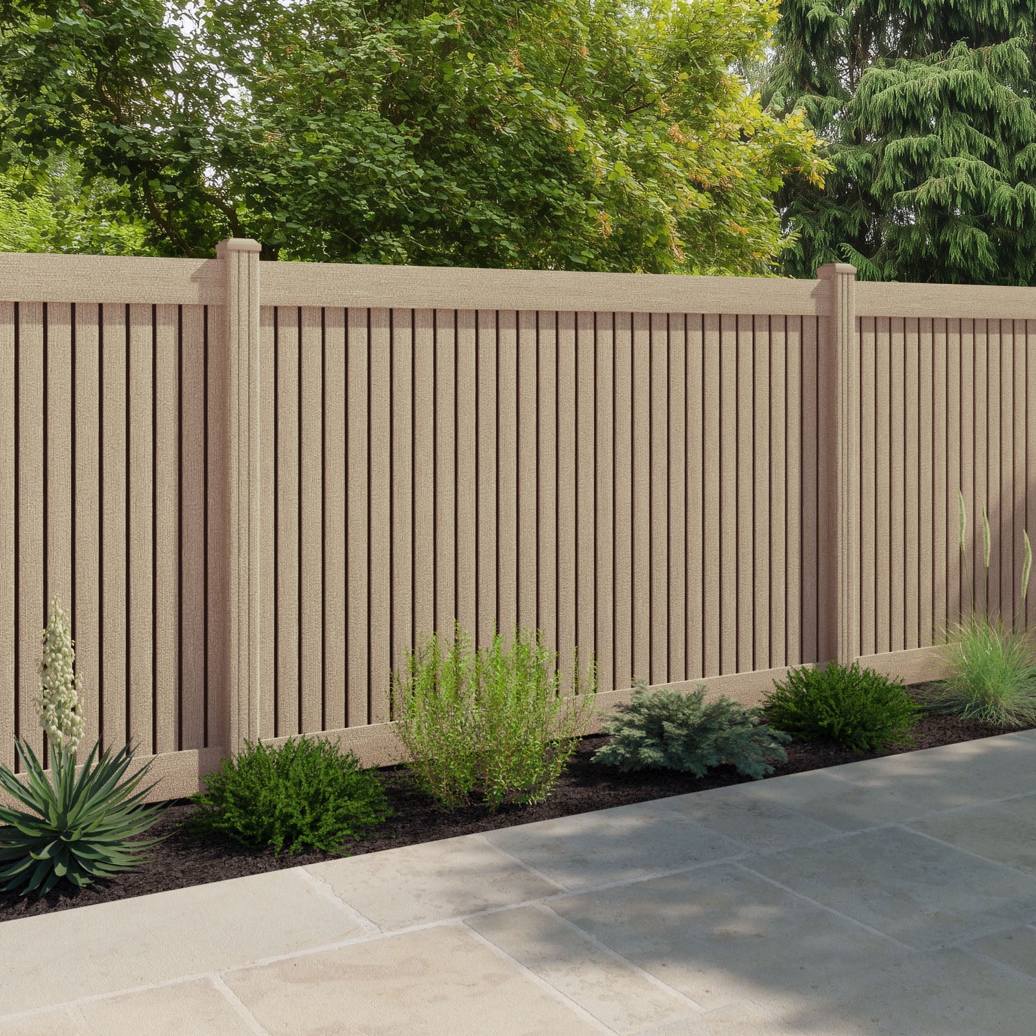 Virtis Fence Panel - Light Oak - with our composite posts